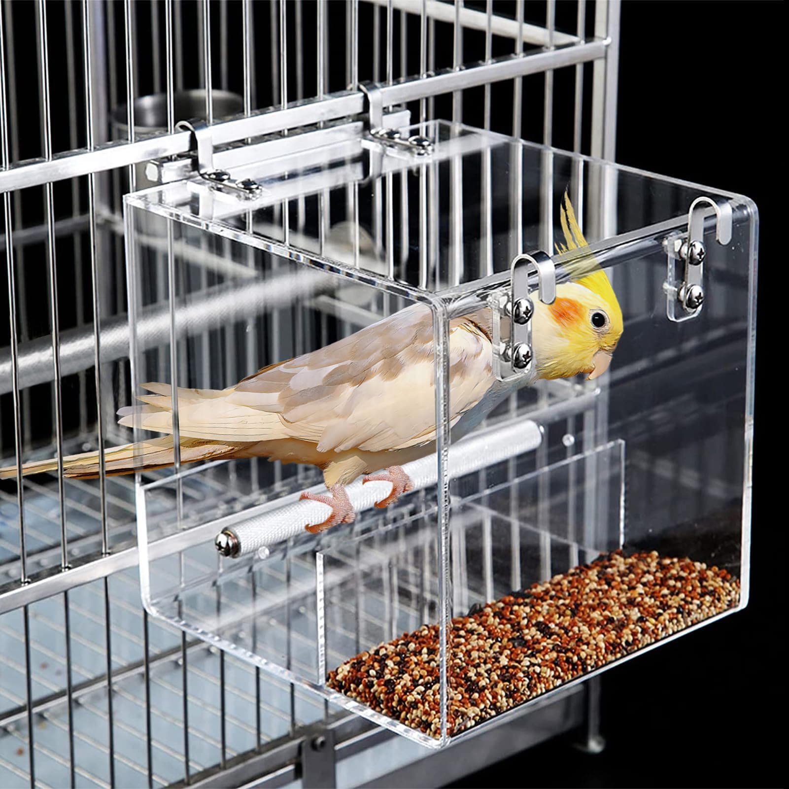 No Mess Bird Feeder Bird Feeder for Cage Automatic Seed Container Parrot Food