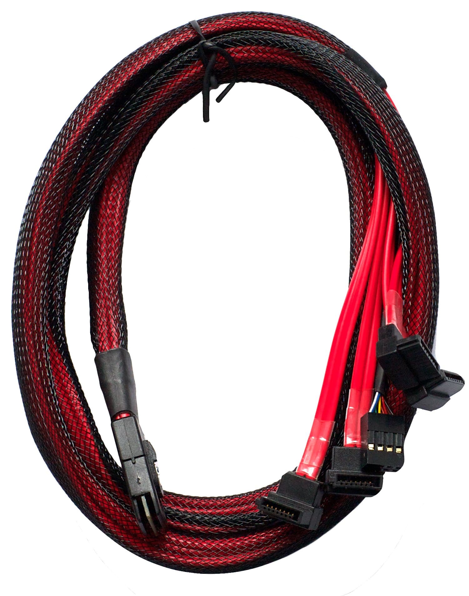 RR Systems Internal Mini-SAS (SFF-8087) to 4 SATA, Left-Angle Fanout Cables (1m/3.28ft)