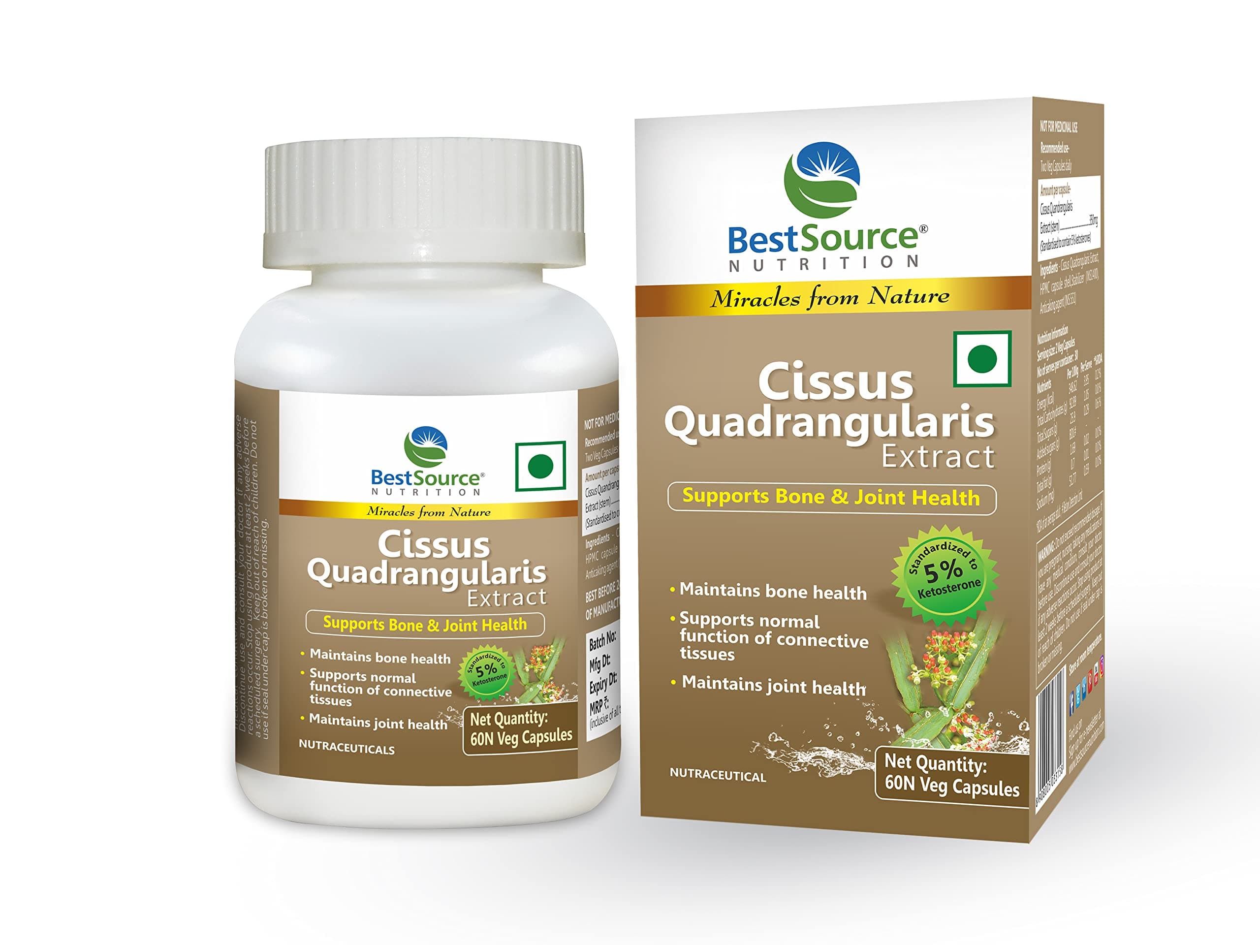 BestSource Nutrition's Cissus Quadrangularis for Bone & Joint Health Support, (350mg capsule/60 Veg Caps)