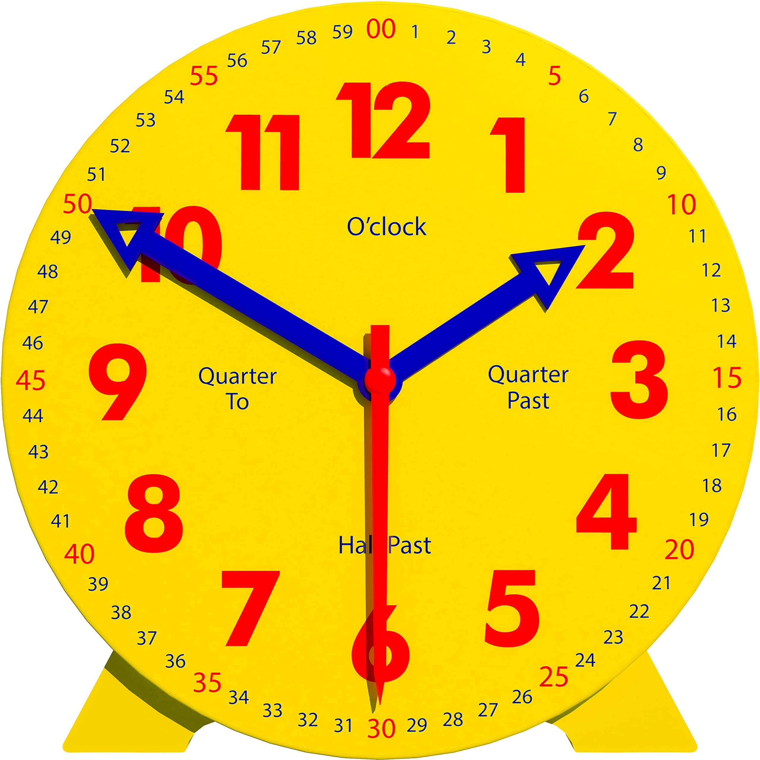 Kids Telling Time Practice Learning Clock, 4 Inch Size Teaching Handheld Analog Clock, Geared Movement Makes Fingers Move Like Real Clocks, for School Classrooms and Homeschool Supplies