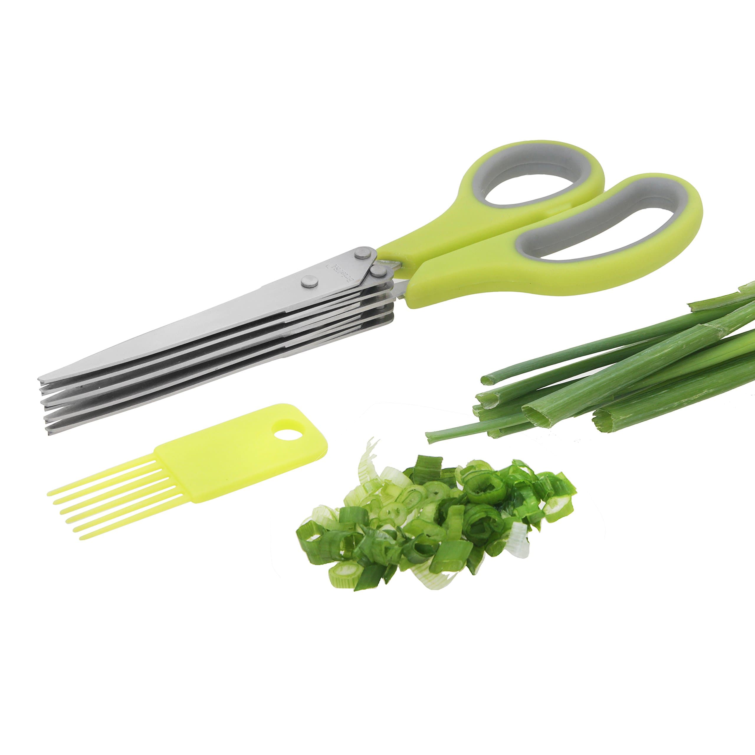 5- Blade Professional Herb Scissors Stainless Steel - Multipurpose Kitchen Shear 5 Blades with Cleaning Comb