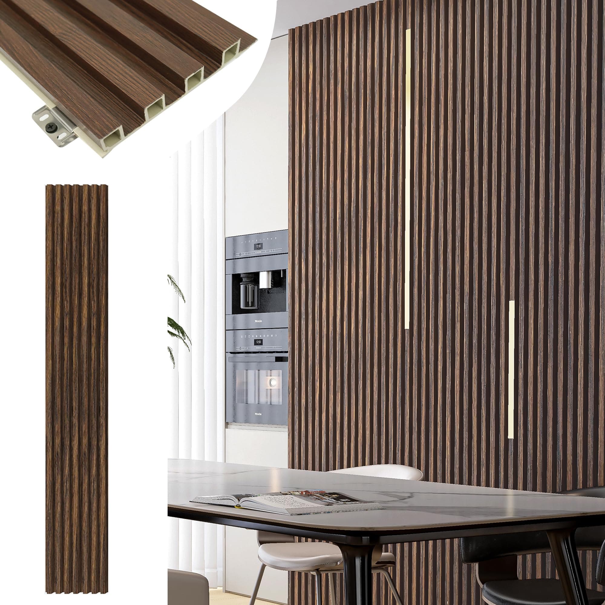 Wood Panels for Wall Walnut 3D Panels for Interior Decor 8 Pack 96x6.3in for Livingroom Bedroom Decorations Modern Wood Slat Wall Paneling