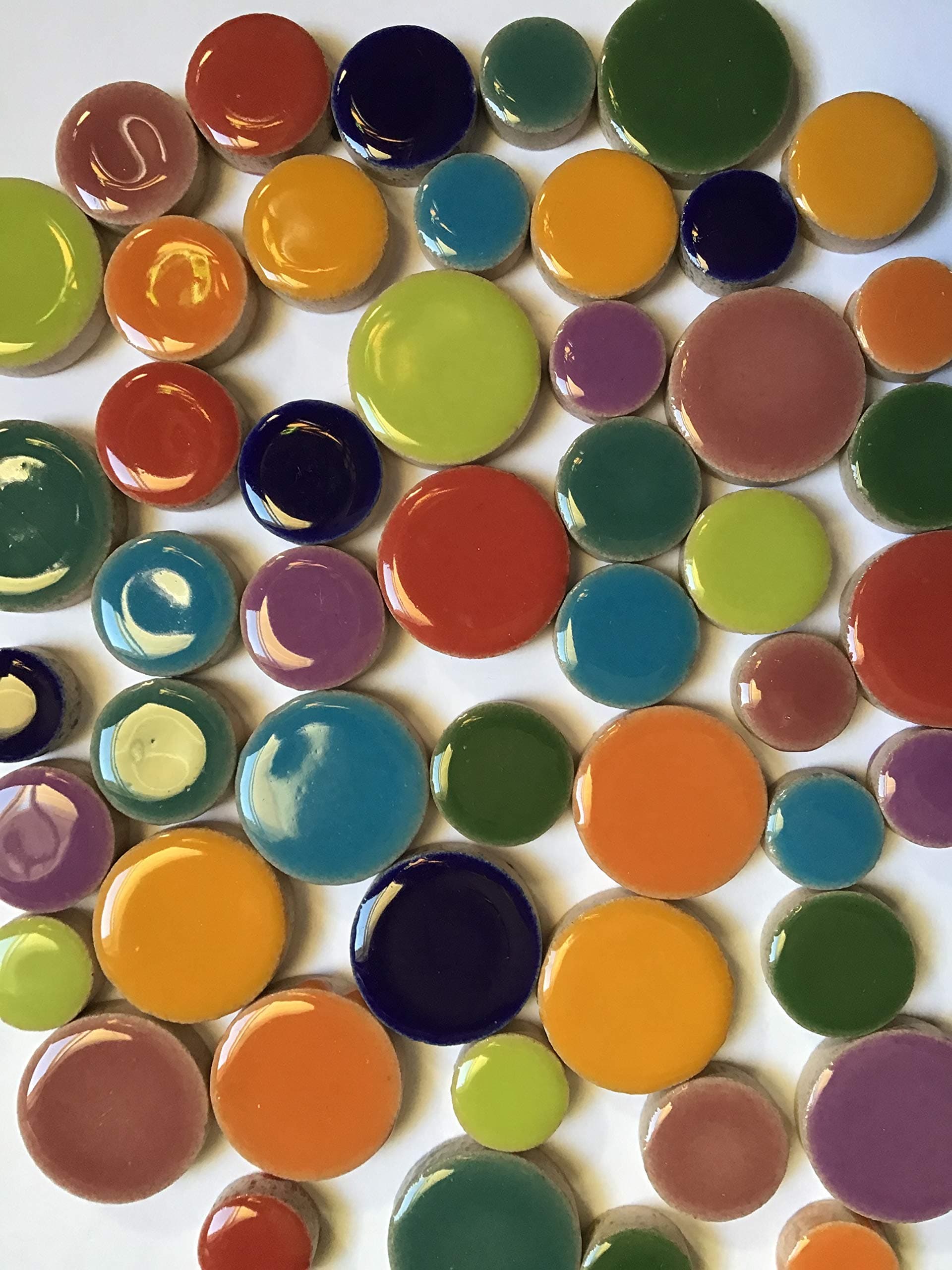 50 Pcs Multi Color Mixed Round Circle Ceramic Mosaic Tiles Mosaic Making Supplies fortysevengems