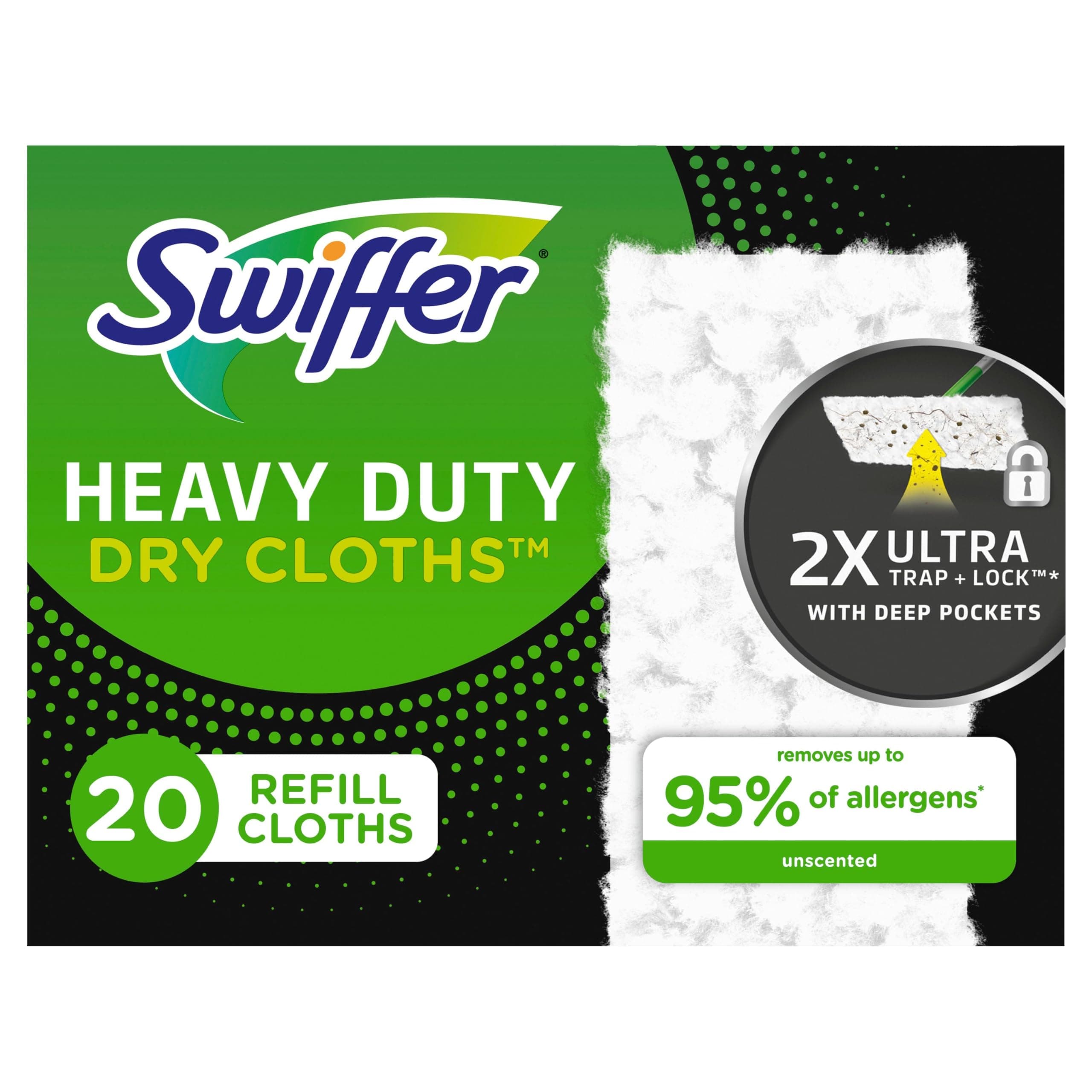 Swiffer Sweeper Heavy Duty Dry Multi-Surface Cloth Refills for Floor Sweeping and Cleaning, 20 count (2 Pack)