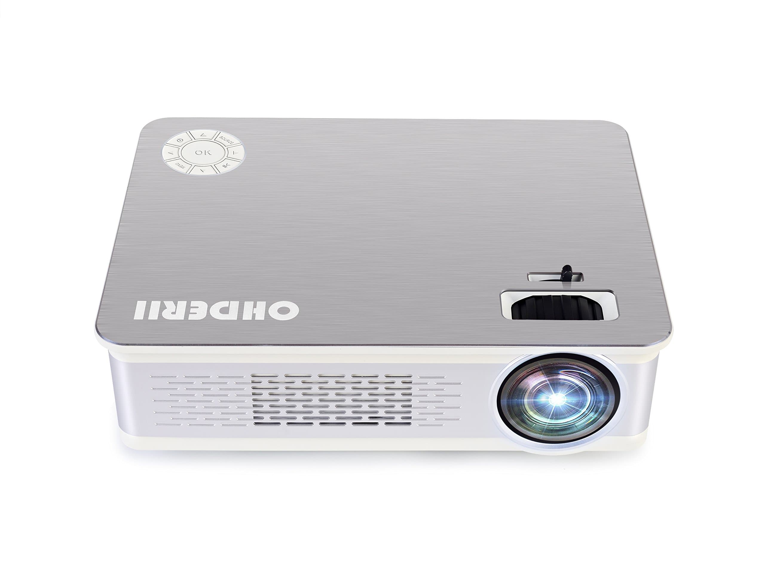 Projector, ohderii Z720 Led Home Projector Support 1080P Multimedia Home Theater Projector Multimedia Projector Support HD 1080P for PC Laptop PS4 Xbox Smartphone Android iPhone TV Box (Silver)