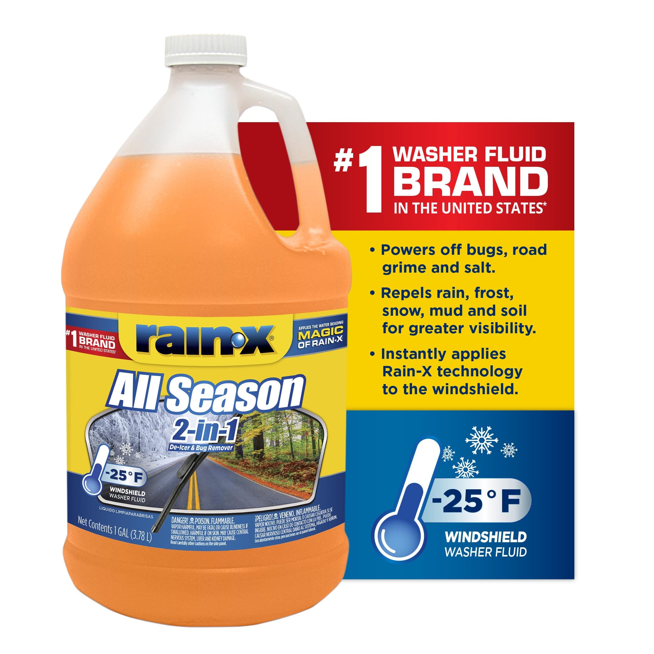 All Season -25°F 2-in-1 De-Icer & Bug Remover Windshield Washer Fluid - 1 Gallon