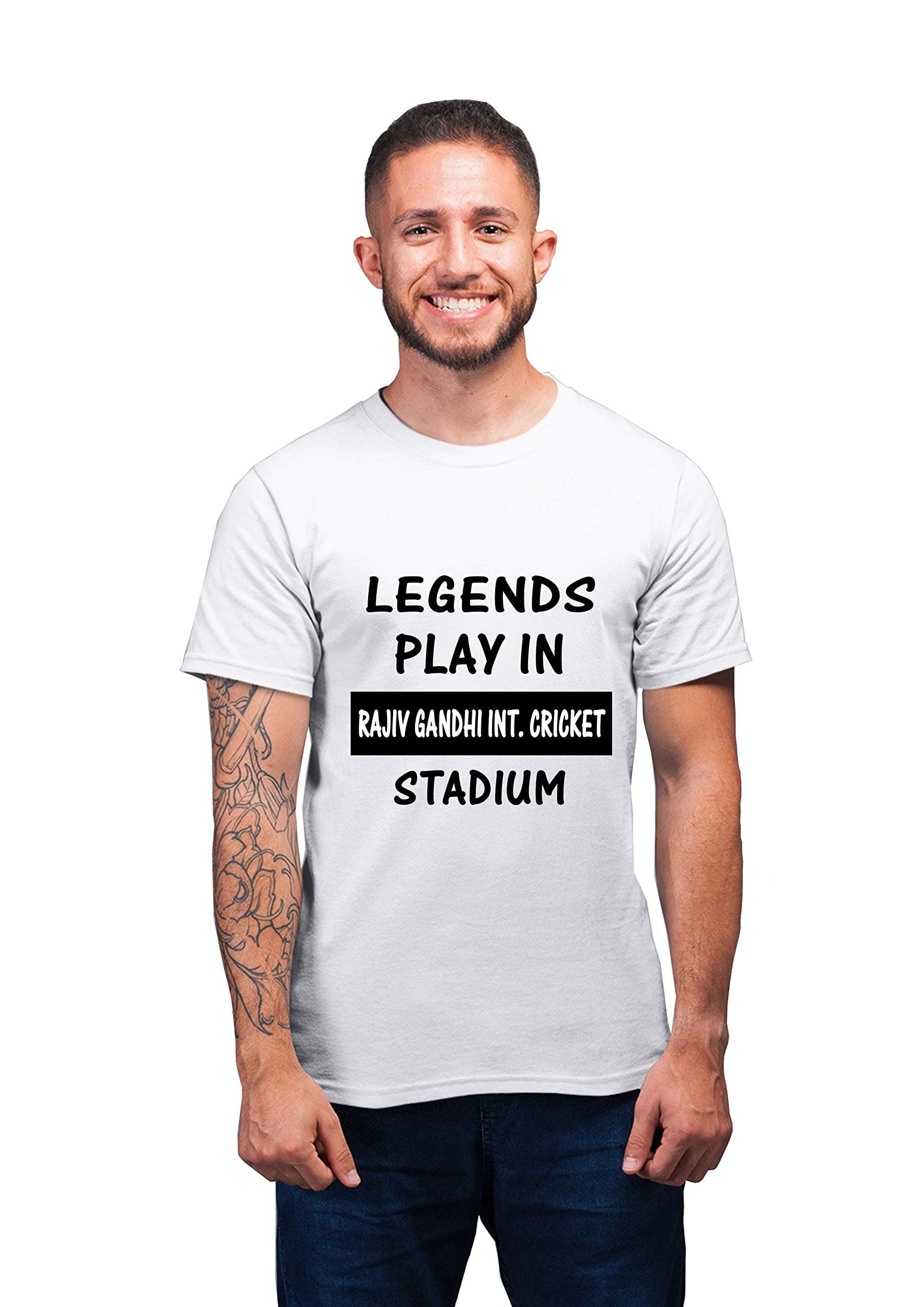 RitzeesUnisex Polyester Printed T-Shirt, White, Size-L