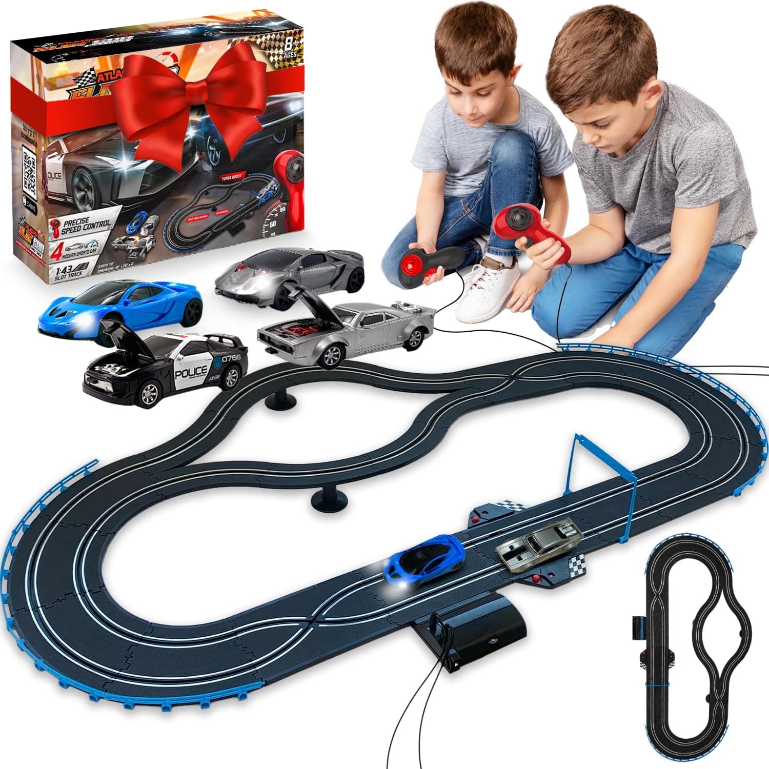 Slot Car Race Tracks Sets - Slot Cars with Loop, Race Tracks & Accessories, Dual Electric Race Track, Electric Race Car Track Set for Girls & Boys Age 5 Years+