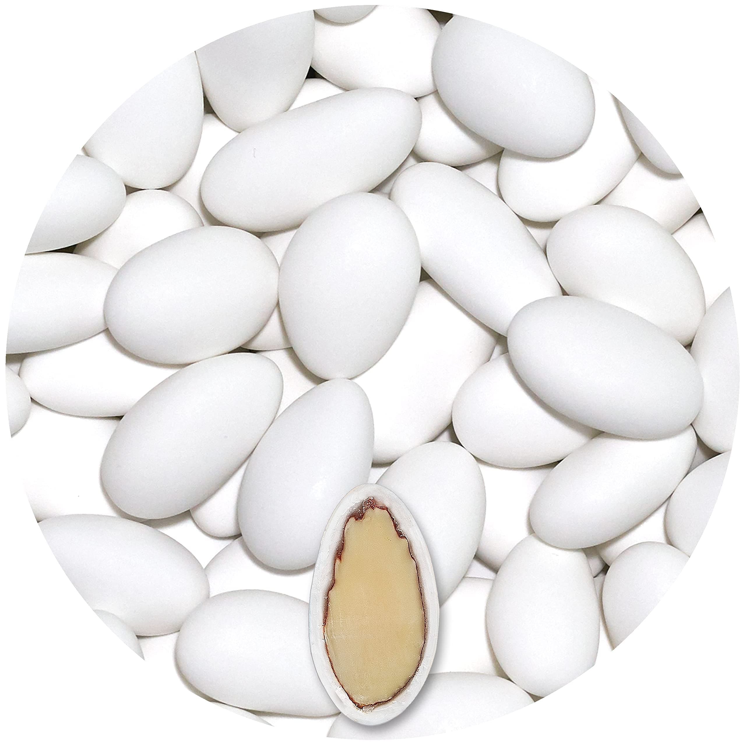 Sugared Almonds Gracile white matt 3kg | 900 pieces Sugar Candy Coated Jordan Almond | Dragees for Weddings Baptism & Party Favors (Gift Box Fillers) | Wedding Favours