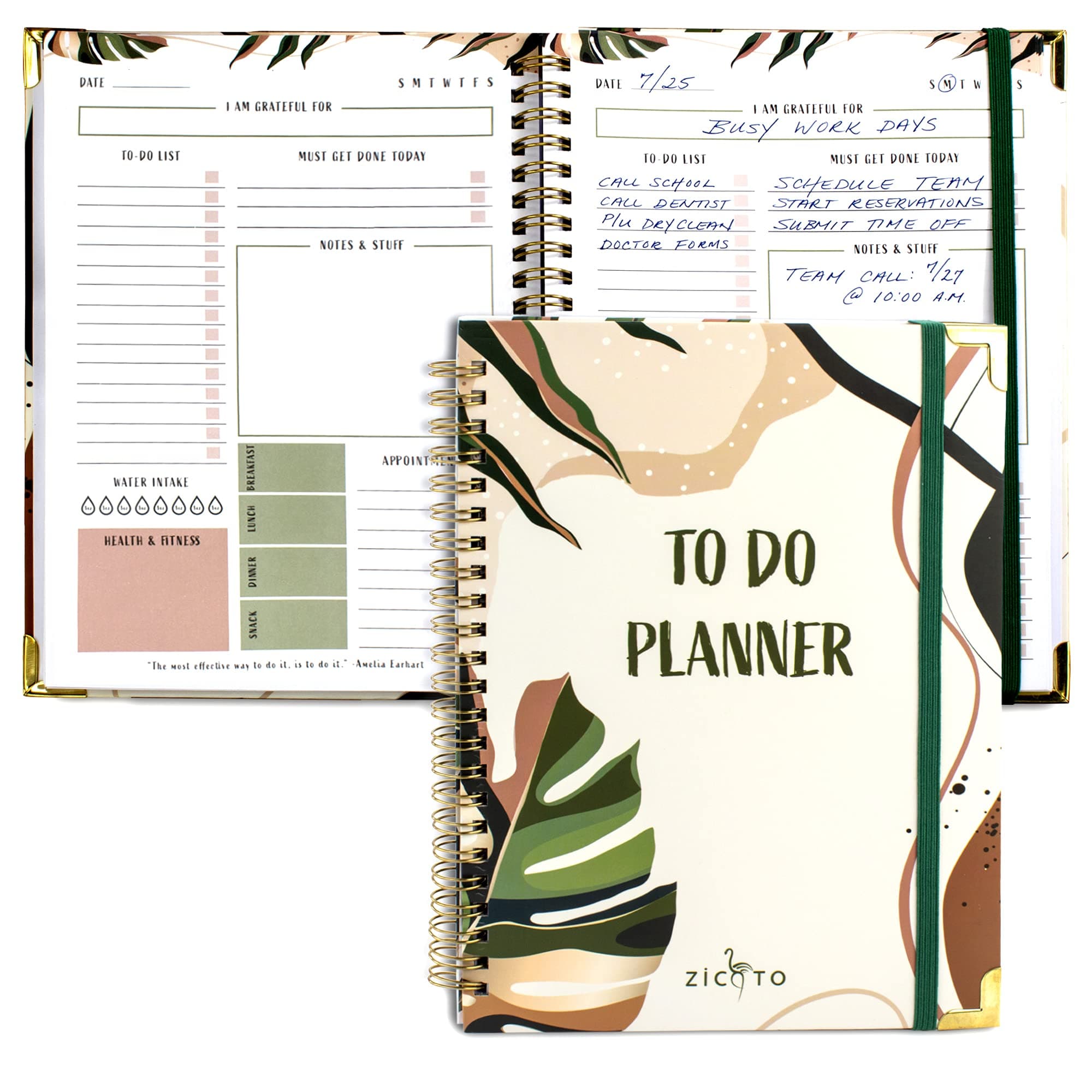 Simplified To Do List Planner Notebook in Abstract Leaves Design - Easily Organize Your Daily Tasks And Boost Productivity - The Perfect Daily Journal And Undated Office Supplies Checklist For Women