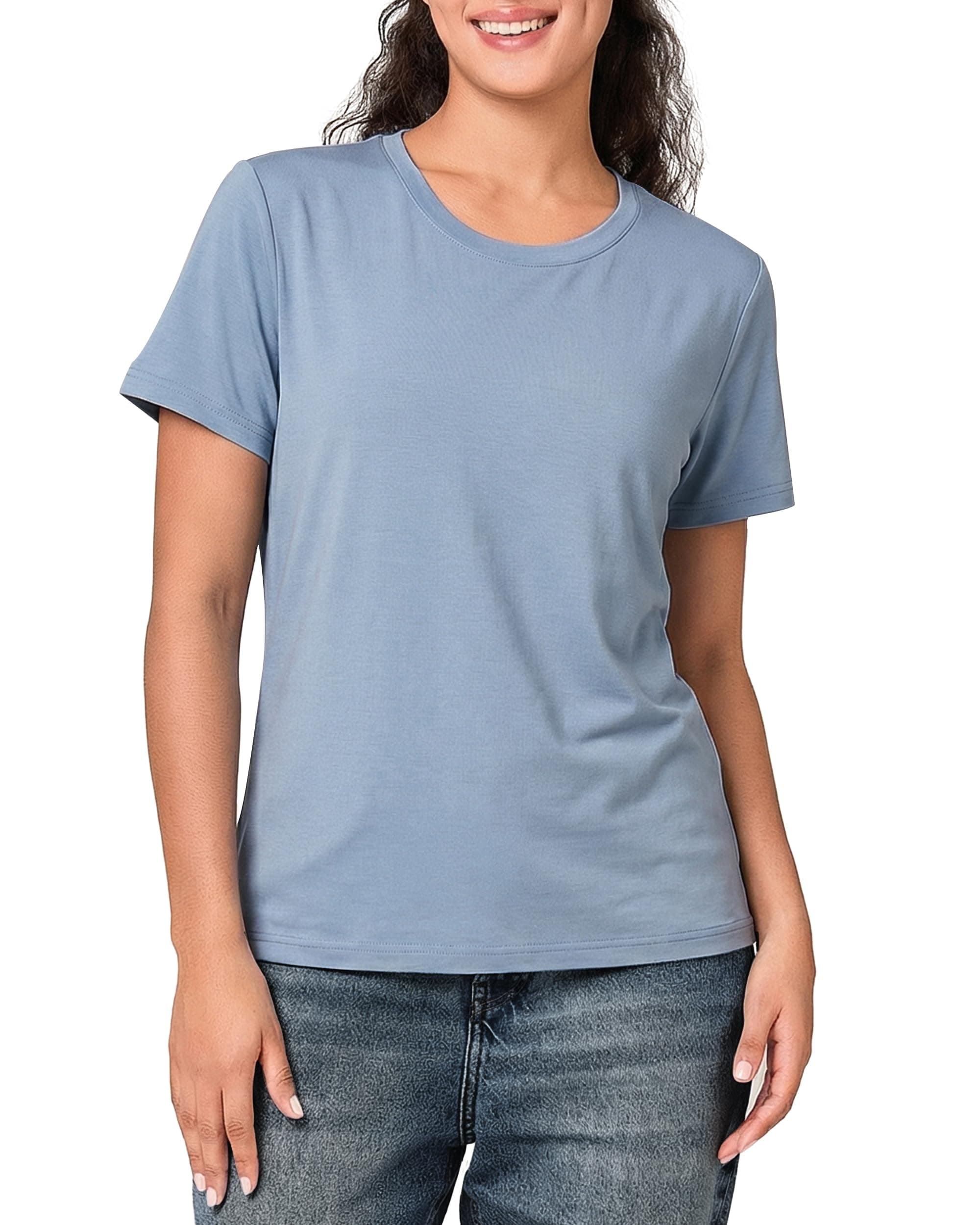 Womens Summer Tops Short Sleeve T Shirts Basic Tees Regular Fit Round Neck Casual 2026 Spring Outfits Clothes