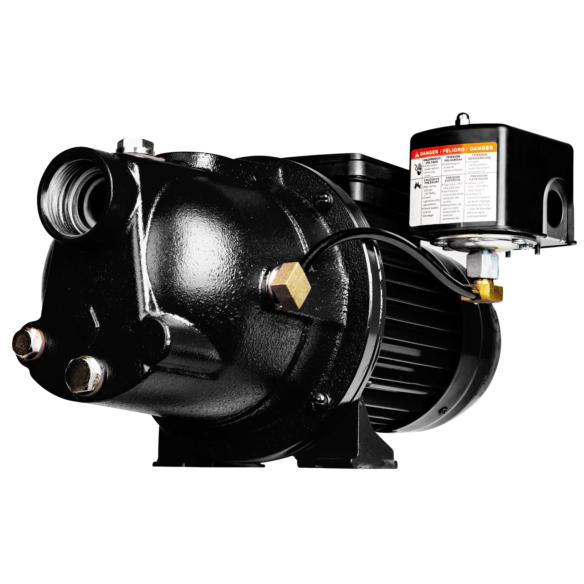 PumpWorks 1/2 HP, 7.4 GPM, 115/230 Volt PWJET50 Cast Iron Shallow Well Jet Pump, Black 97080501