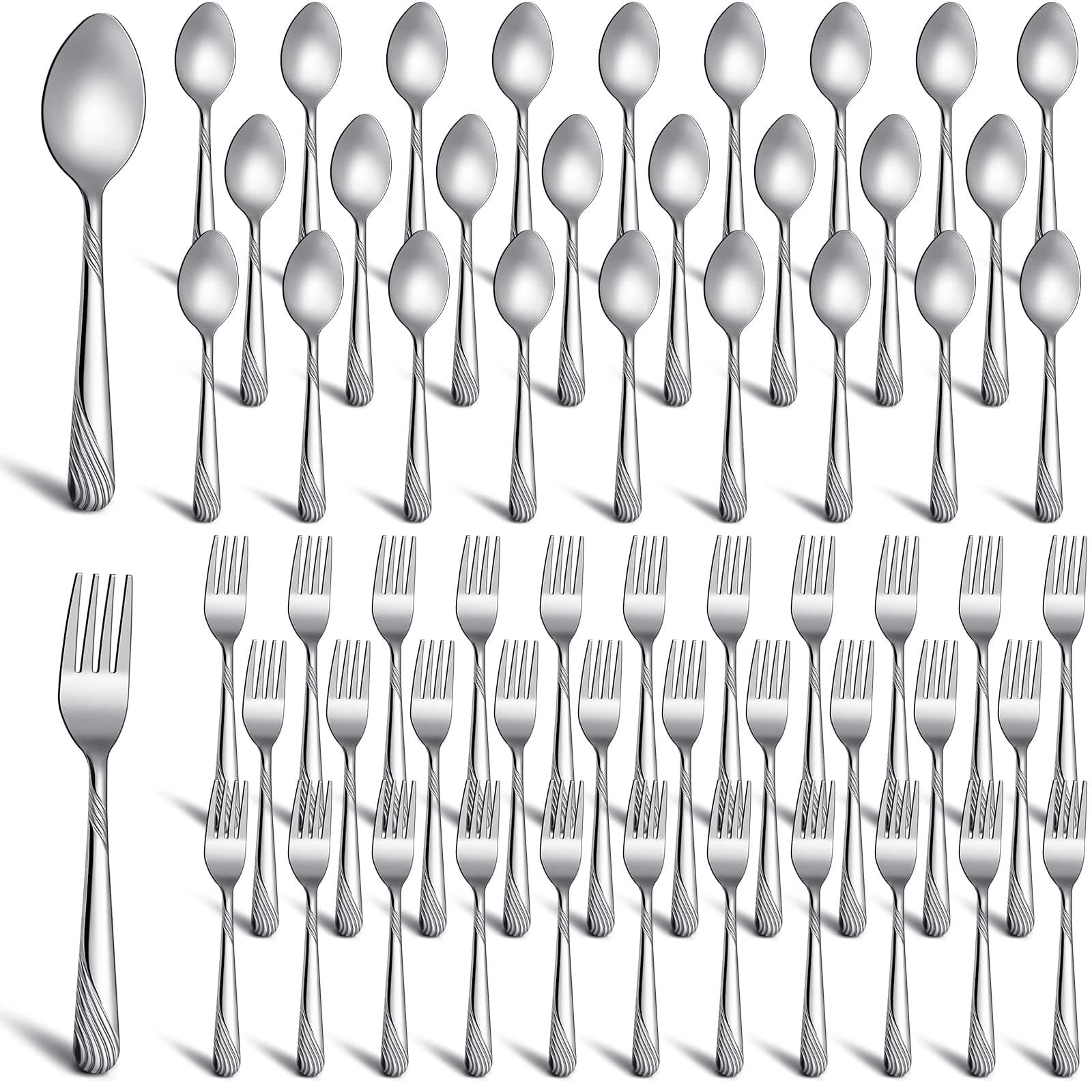 200 Pcs Dinner Forks and Spoons Silverware Set Heavy Duty Stainless Steel Flatware Cutlery Metal Included 100 6.7 Inch Forks and 100 6.7 Inch Spoons, Mirror Polished, Dishwasher Safe