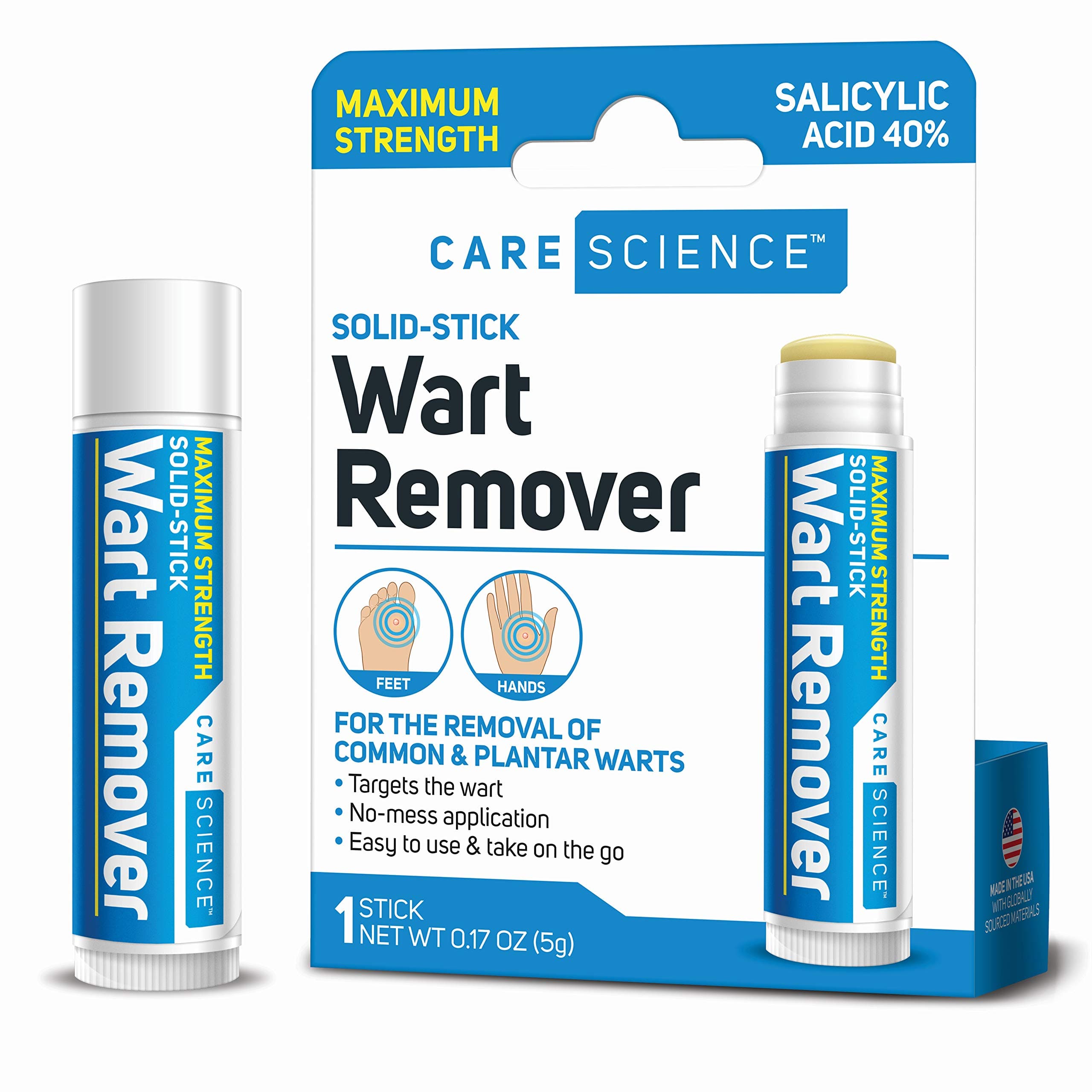Care Science Wart Remover Stick, Maximum Strength | for The Removal of Common & Plantar Warts (1 Count)