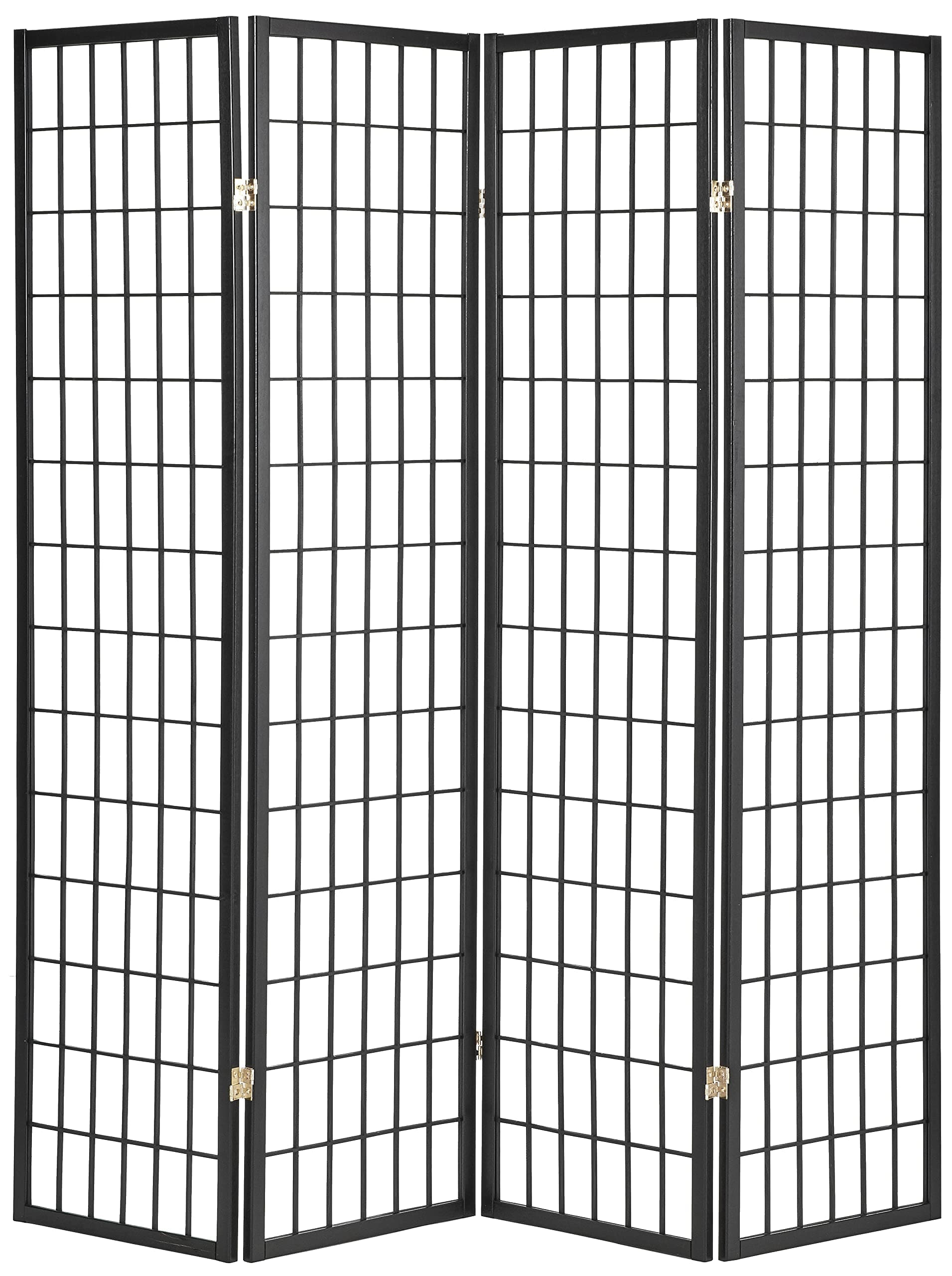 ORE International 4-Panel Shoji Screen Room Divider, Black