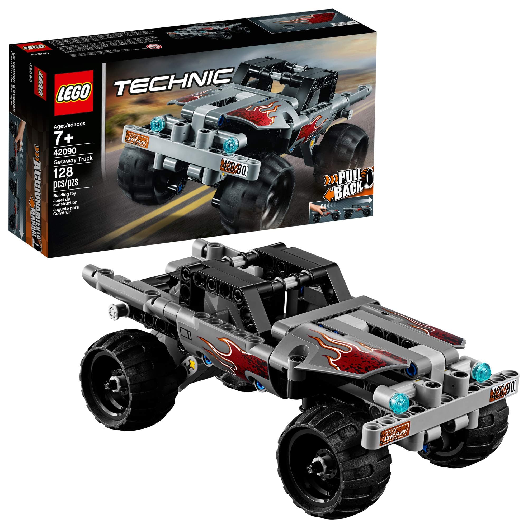 LEGO 42090 Technic Getaway Truck with Pull-Back Motor, Monster Truck Model, Building Set for 7+ Years Old Boys and Girls