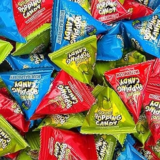 Sour Popping Rocks - 40 Mini Packs - Sour Candy - Popping Candy Individually Wrapped - Assorted Fruit Flavors - Party Favors for Birthdays and Fun Celebrations