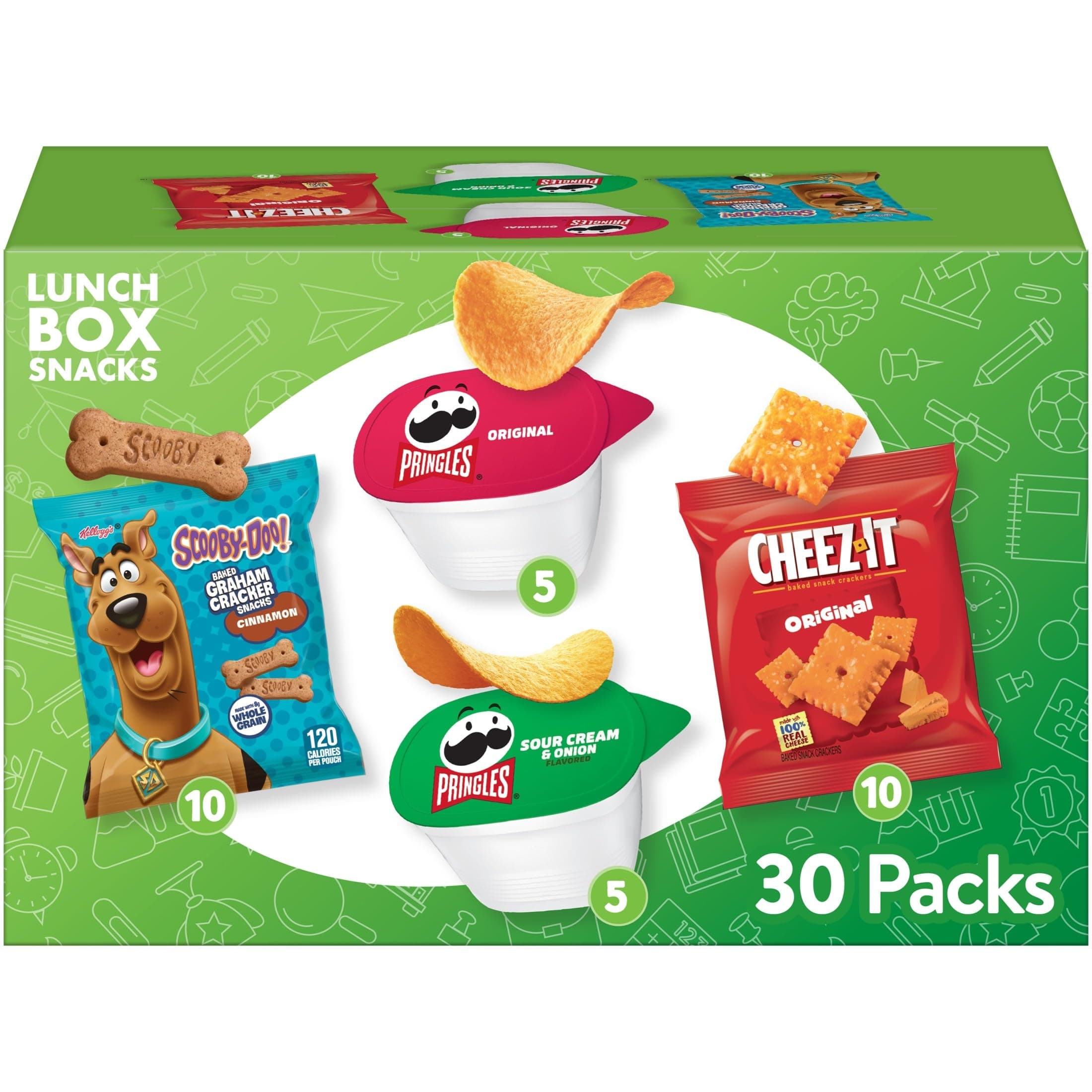 Cheez-It, Pringles & SCOOBY-DOO Lunch Box Snacks, Variety Pack, 27.05oz Box (30 Count)