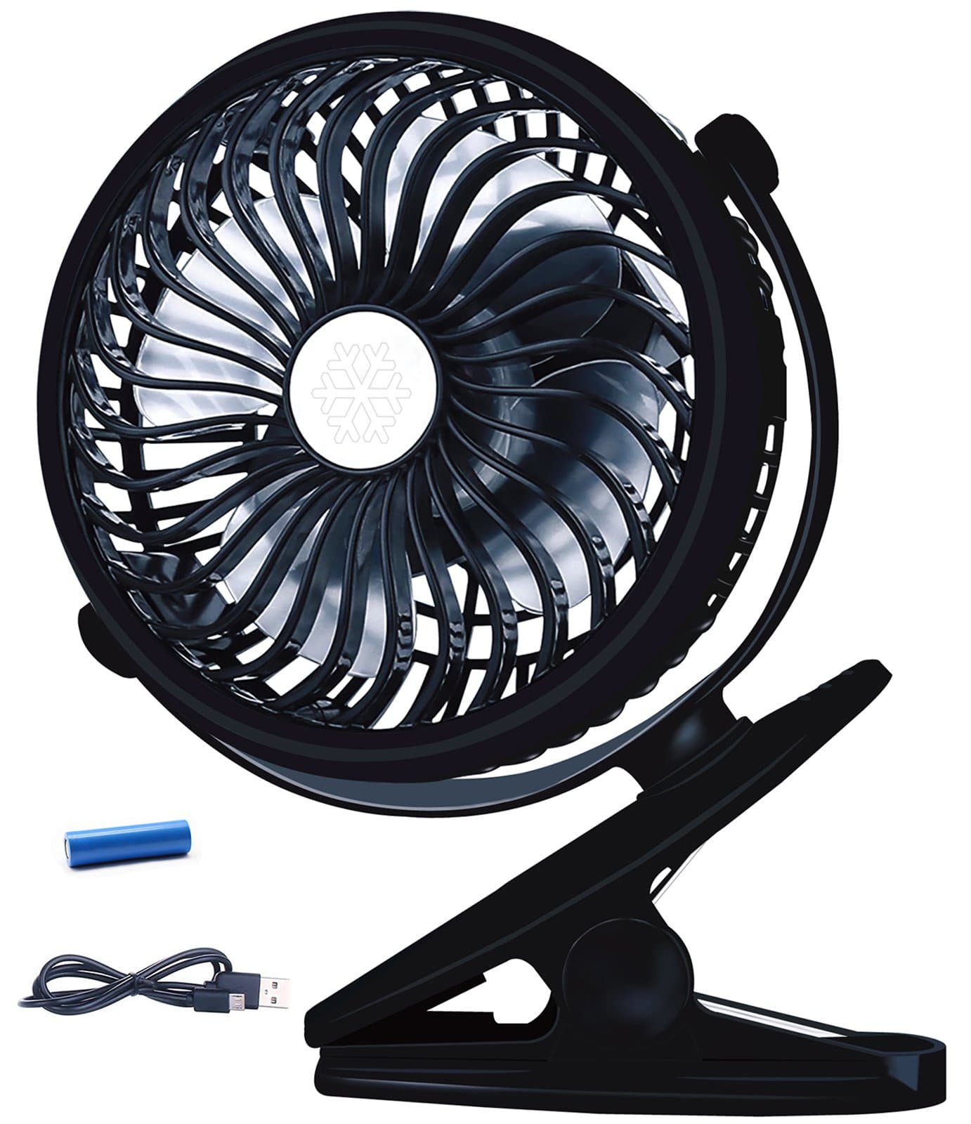 USB Clip on Desktop Fan, Quiet Operation, Desk Fan, mini fan, table fan, 6 Inch Portable Cooling Fan USB Powered by Laptop, Notebook, PC, Power Bank for Home Office, 360 up and down - Black