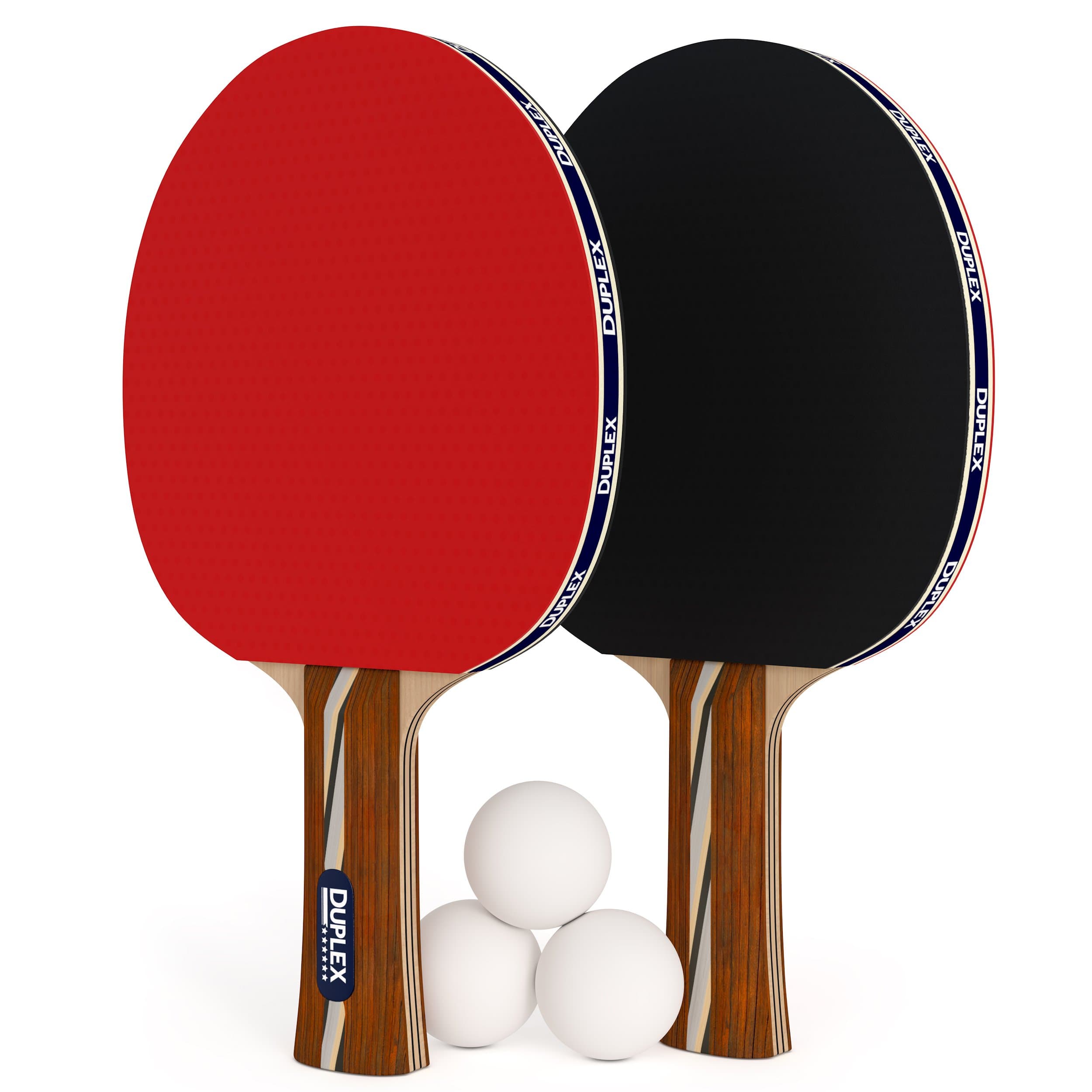 Duplex | 6 Star Ping Pong Paddle Set - Best Professional Table Tennis Racket Kit with High Performance Rubber - Two Blades with Three Ping Pong Balls