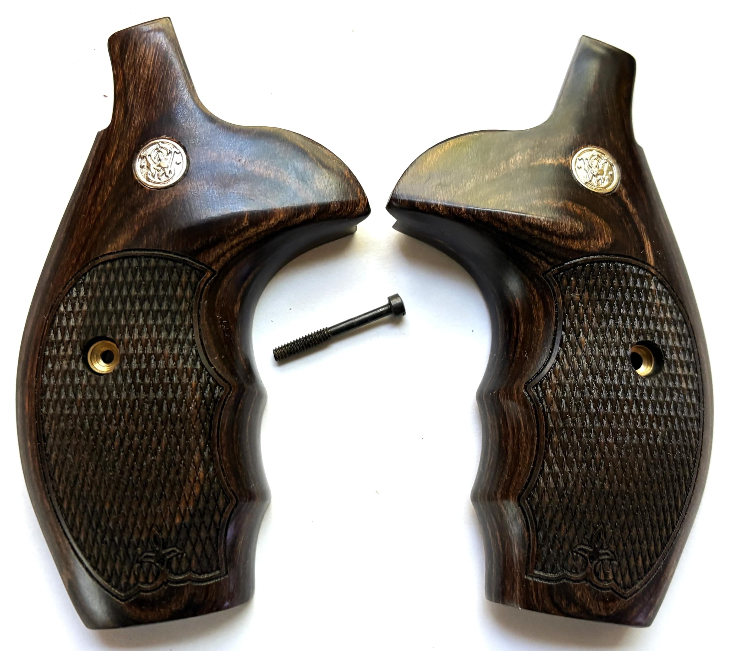 S & W N Frame Grips Round Butt Walnut Checkered