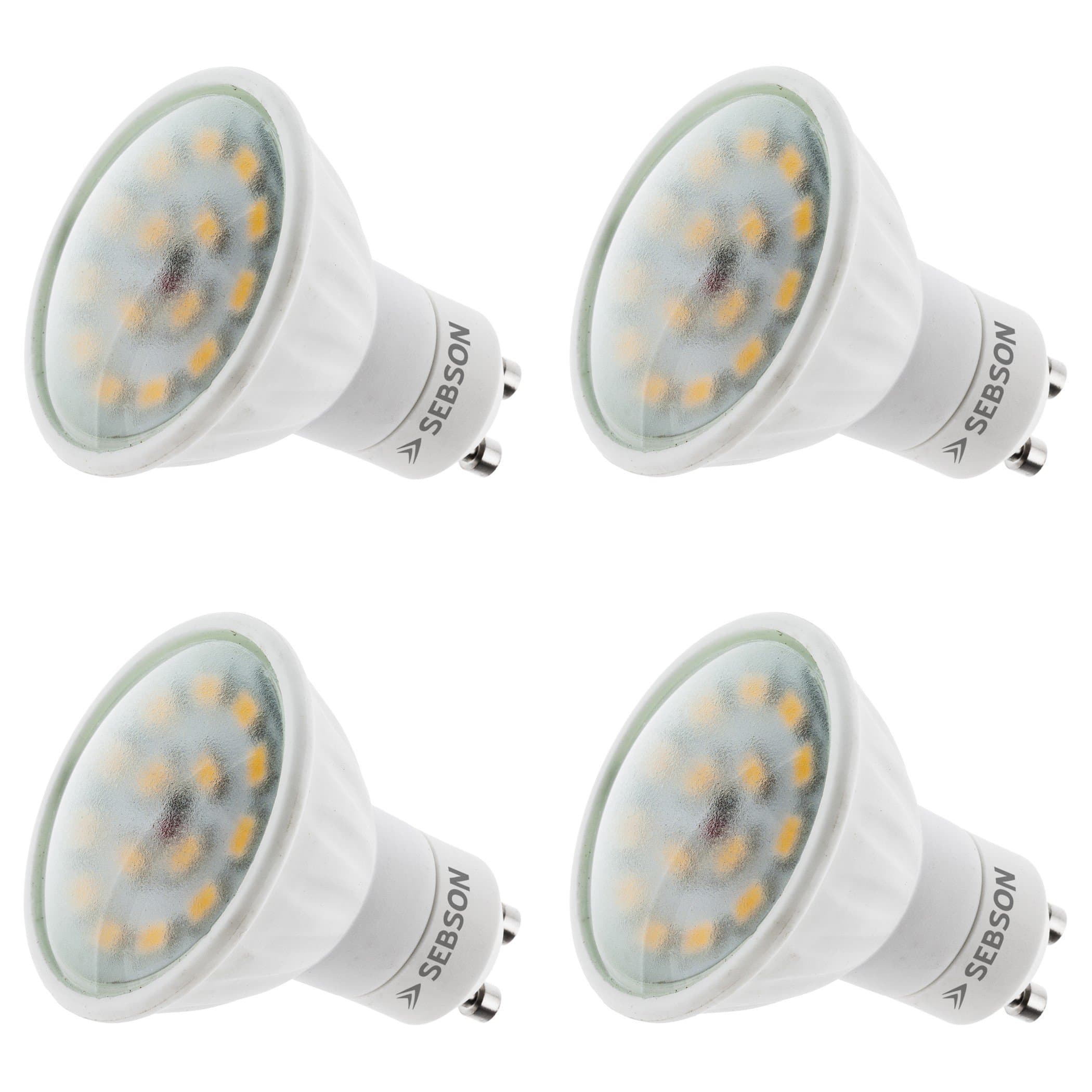 SEBSON GU10 LED Bulbs Warm White 3000K, 5W - 4 Pack - Spot Lights Ceiling - Equivalent 35W Halogen Bulbs, 380lm, 110º Beam Angle - 230V Bulb, not dimmable