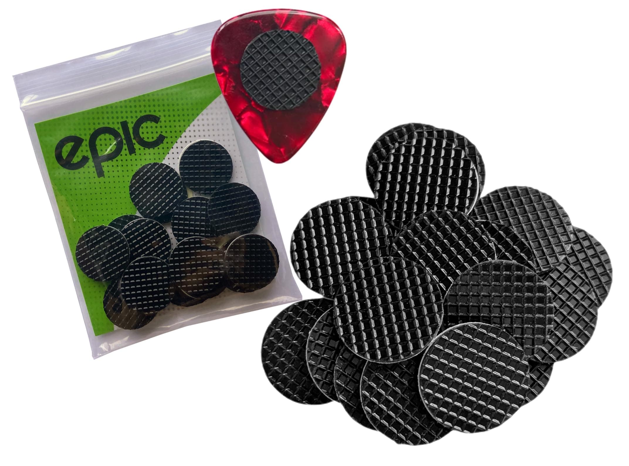 Epic Accessories 20-Pack Grips for Guitar Picks Stop Dropping your Guitar Picks while Playing Non-sticky Stays in your Hand Epic Accessories (comes with grips only)