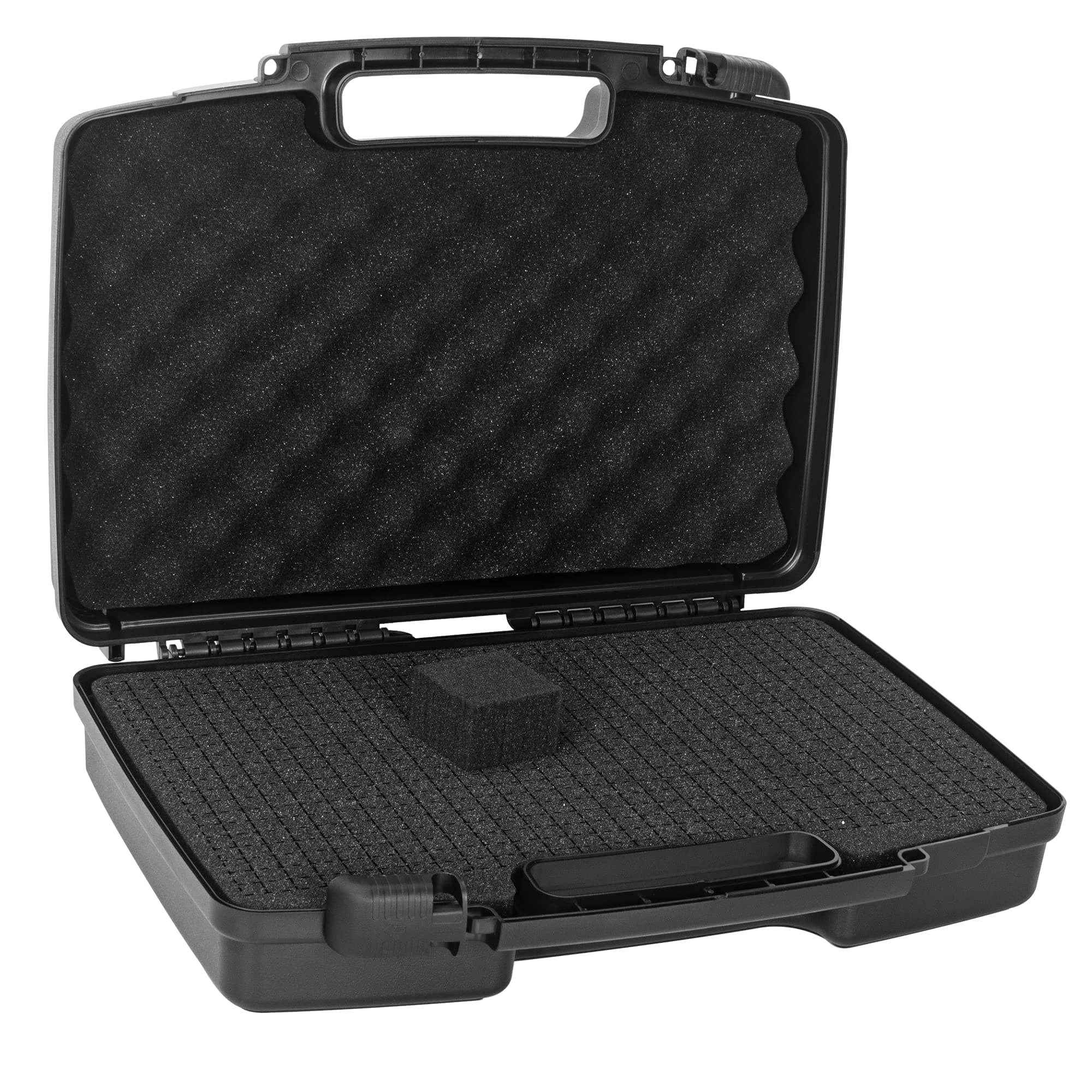 Portable Hard Case 14.1" x 10.6" x 3.5" With Customizable Diced Foam Protects for Equipment,Electronics,Tools,Microphone,Recorder and More