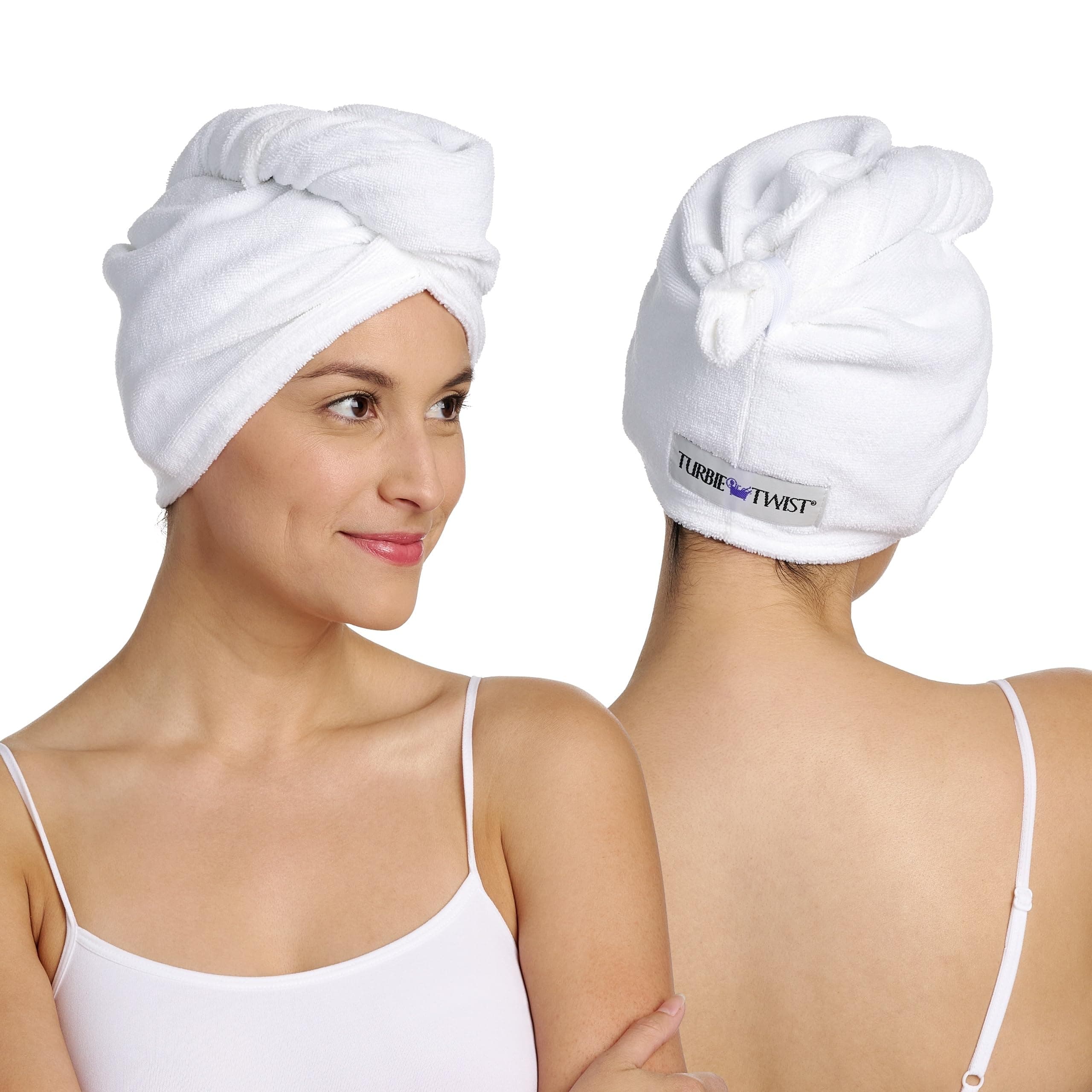 Microfiber Hair Towel 2 Pack(White)