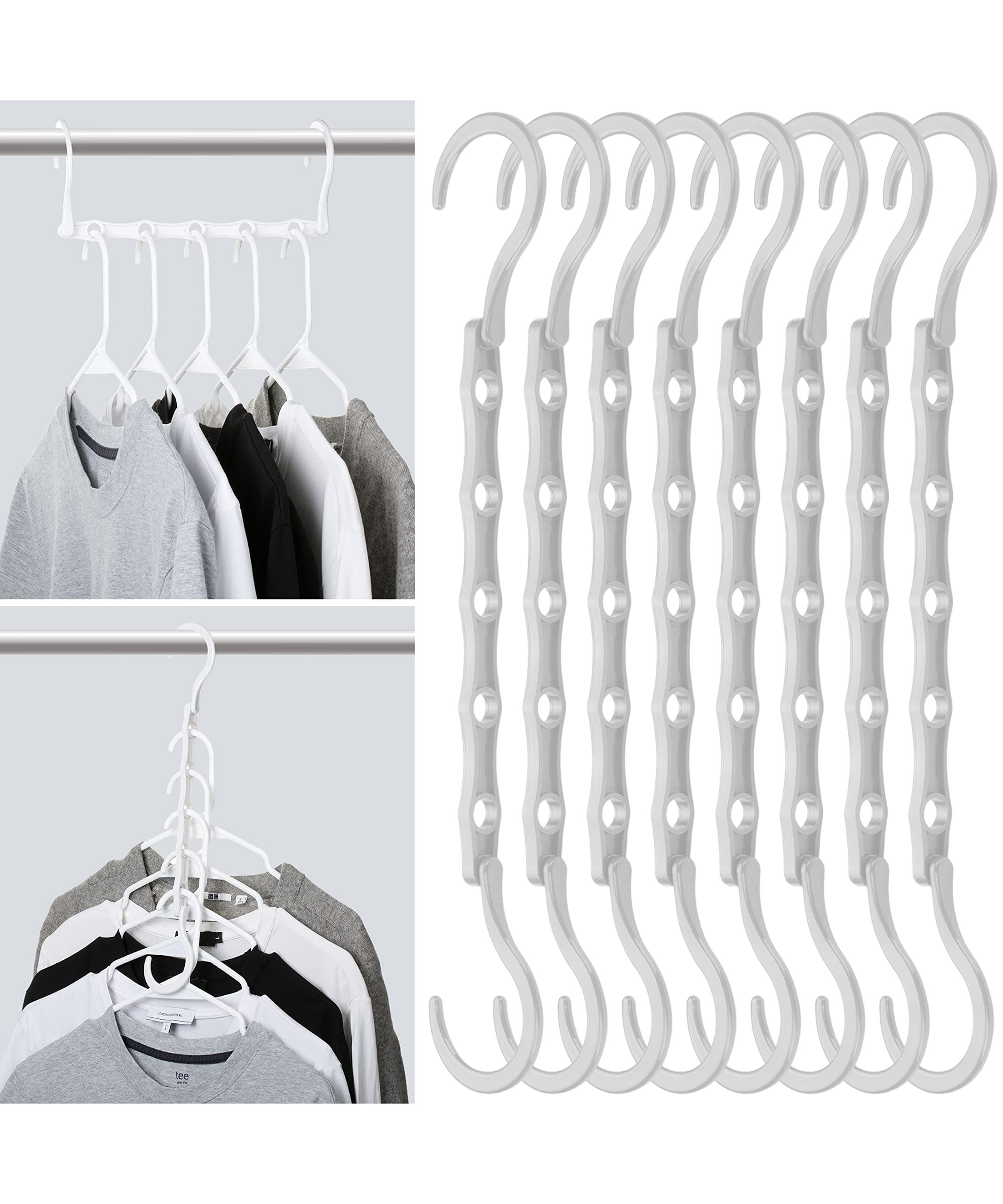 Mr. Pen Space Saving Hangers - 8 Pack White Space Saver Shirt Hangers, Clothes Organizer