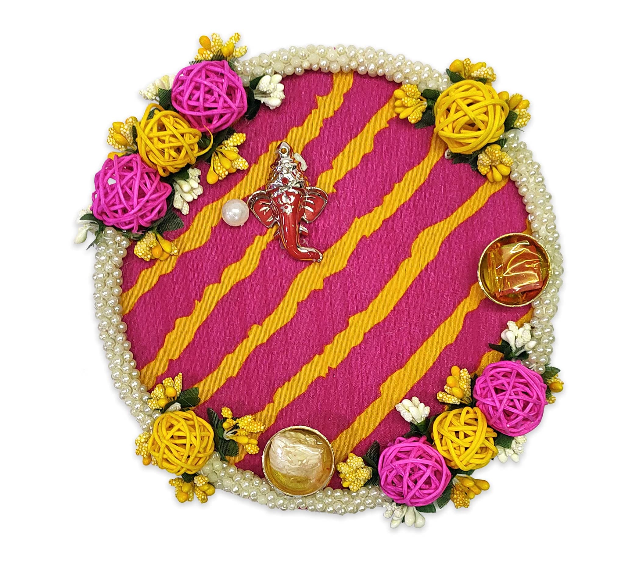 CRAFTSMAN SATVIK Karwa Chauth/Karva Chauth Puja Thali Set Platter Karwachauth Pooja Thali with Roli Chawal Karvachauth