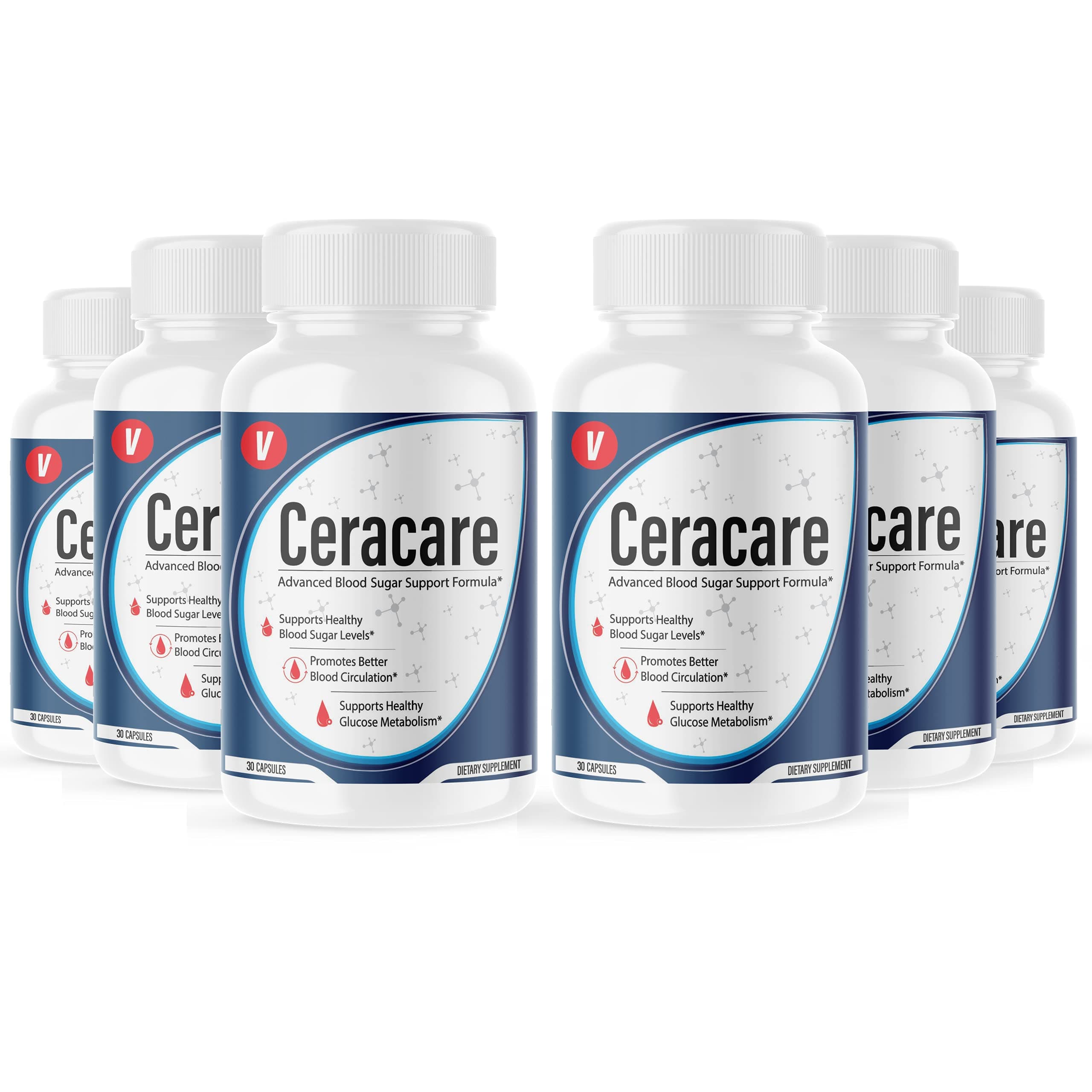 (6 Pack) Official Ceracare - Advanced Blood Support Formula, Ceracare Max Strength Support Supplement, 6 Bottle Package, 6 Month Supply