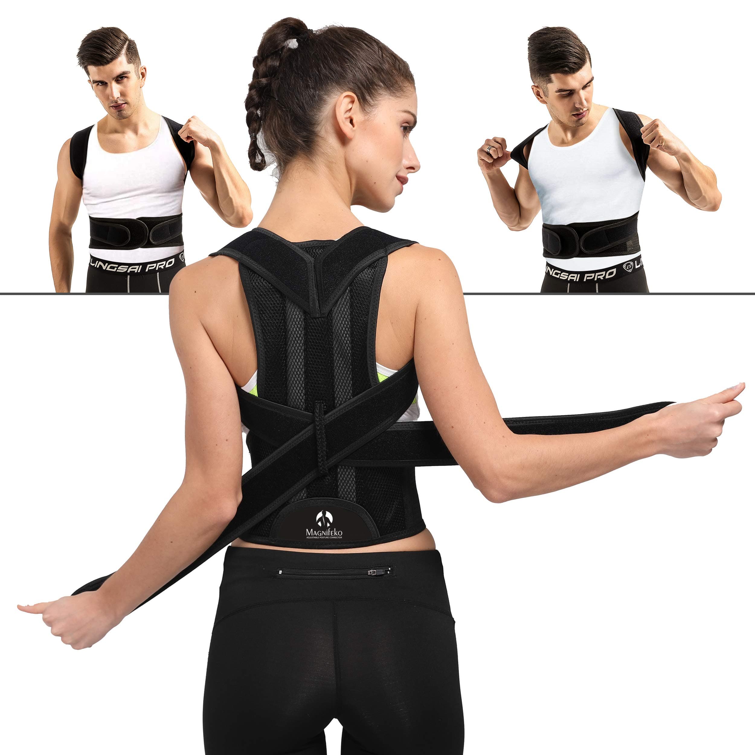 Comfortable Back Brace Posture Corrector for Men and Women Adjustable Support Brace Provides Lumbar Support