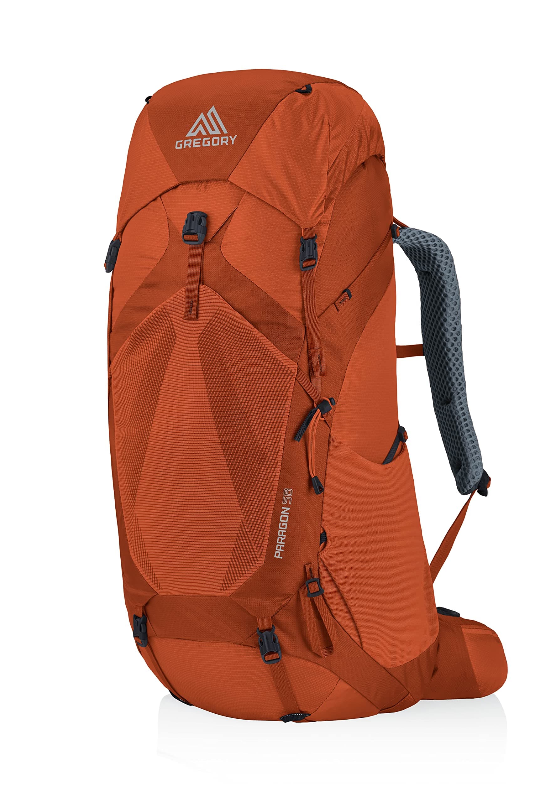 Gregory Paragon 58L Unisex Lightweight Backpacking Pack, Breathable Backpanel, Raincover Included, Water Bladder Sleeve (Reservoir not Included), Small/Medium, Ferrous Orange