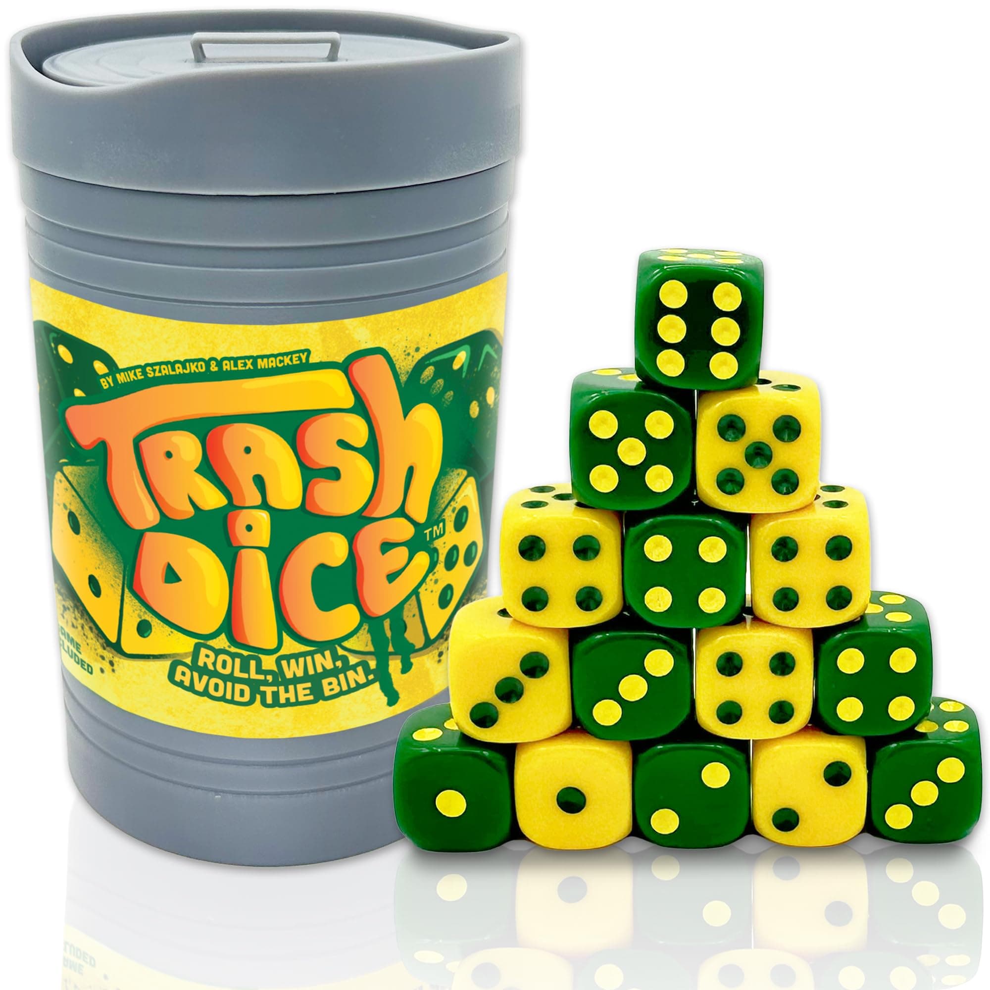 Big Discoveries Trash Dice Fast-Paced Family Dice Game | Exciting 2-Player Board and Dice Game with Trash Can and 40 Piece Dice Set | for Travel, Party, and Games Night