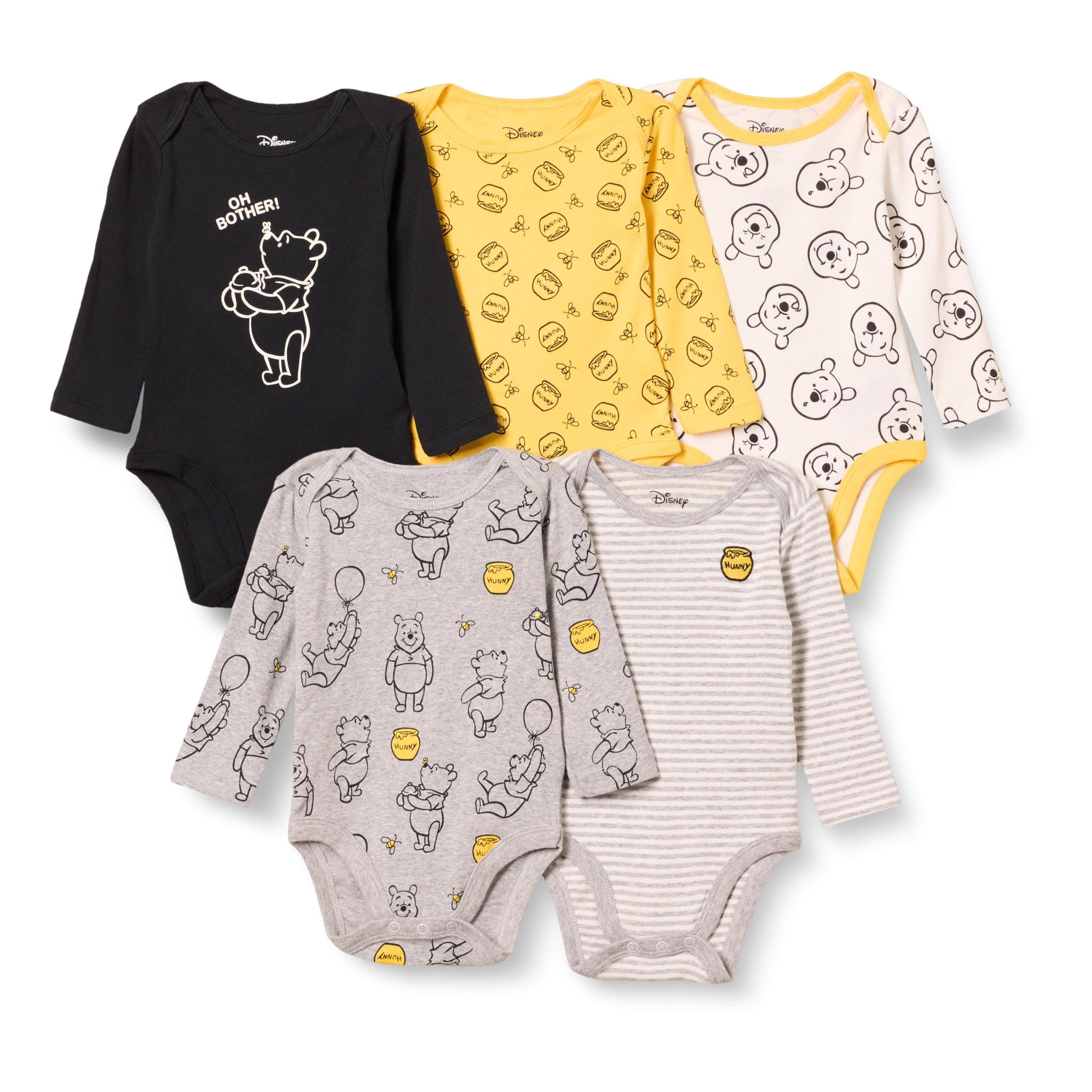 Amazon Essentials Disney | Marvel | Star Wars Unisex Babies' Long-Sleeve Bodysuits, Pack of 5