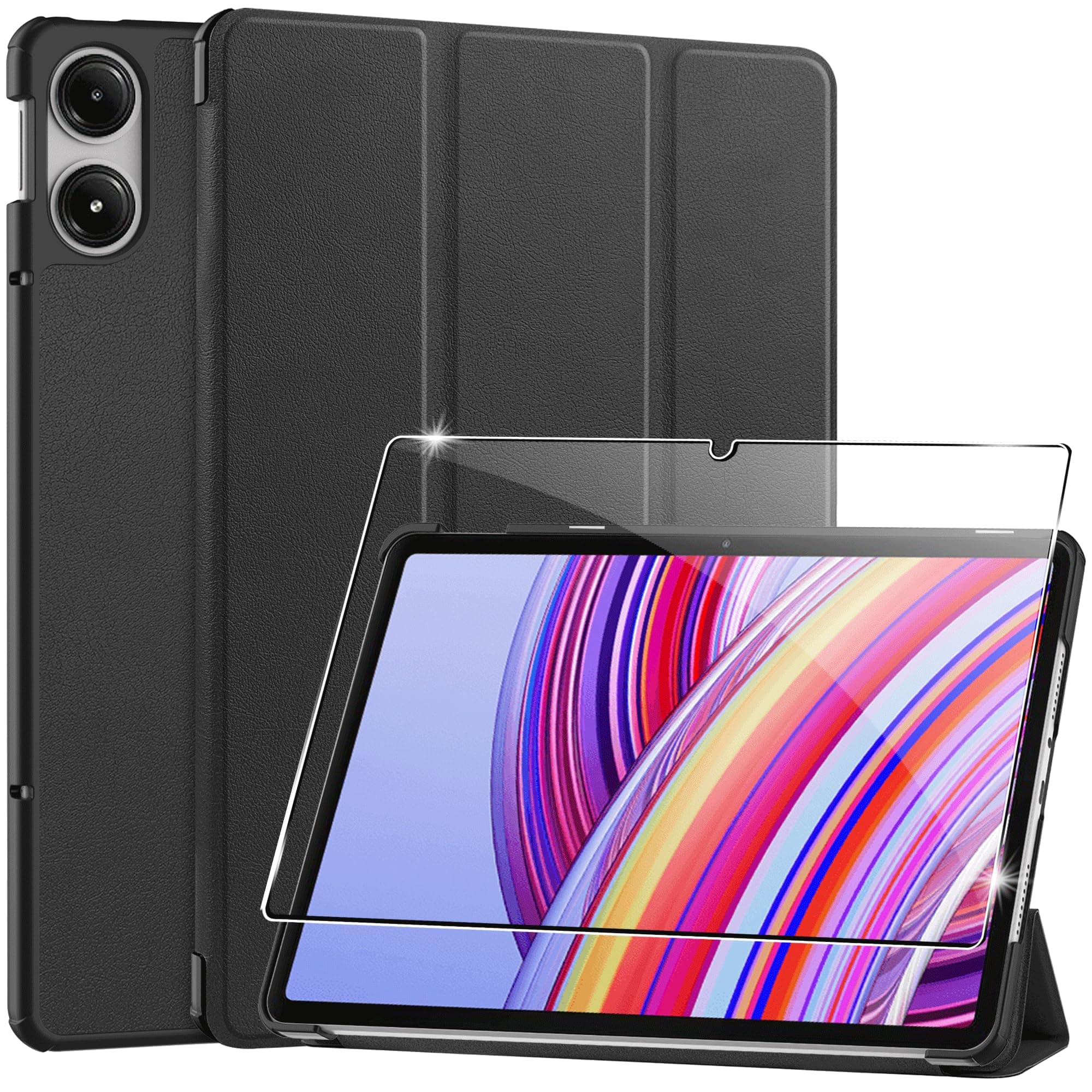 for Xiaomi Redmi Pad Pro/Xiaomi Poco Pad Case,high qualit Hard Shell, Lightweight,Quality PU,Scratch Resistant,Black for Tablet 12.1 inch-Black