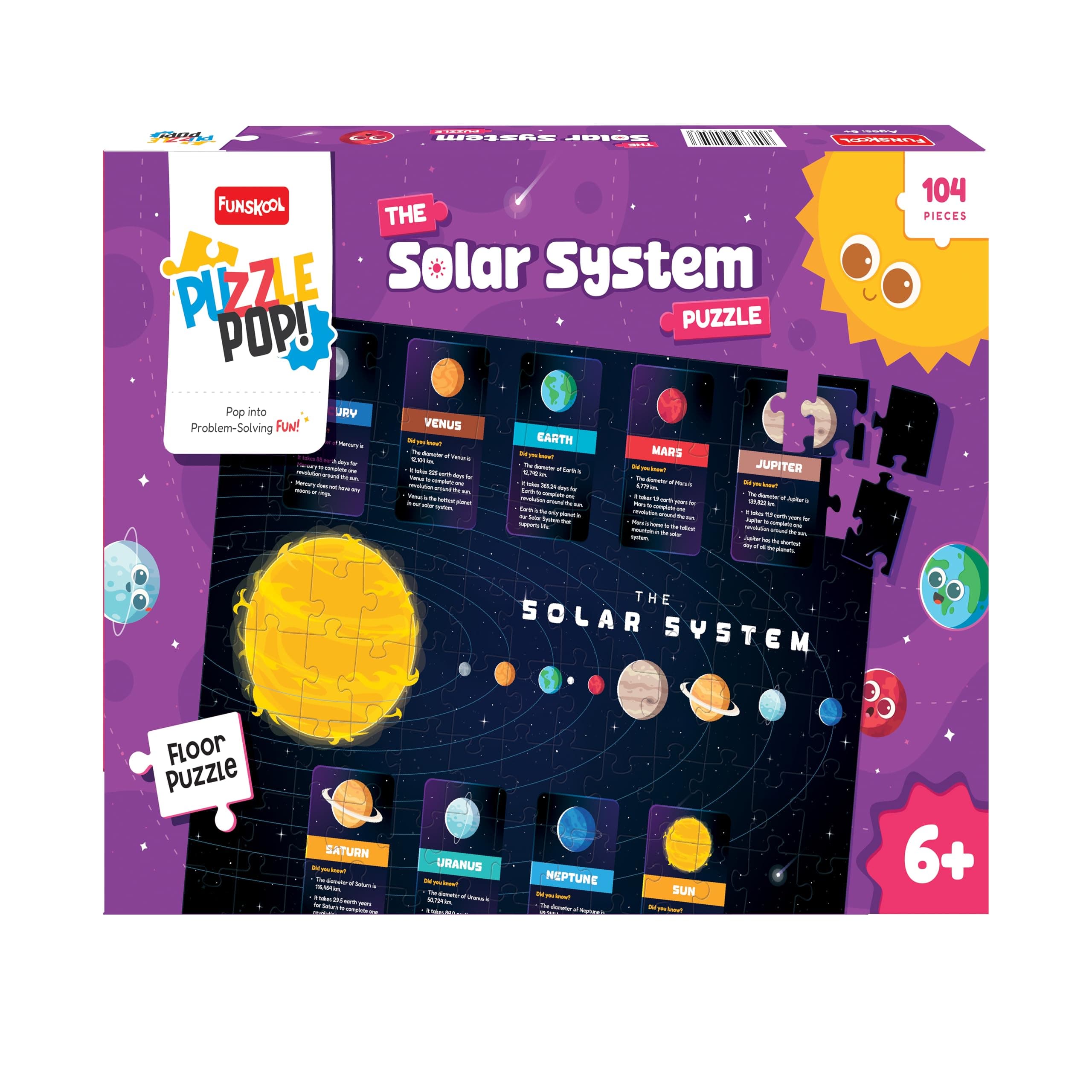 Play & Learn Funskool The Solar System Jigsaw Puzzle Game for Kids, 104 Pieces, Educational, Learning & Development, Fun Activity Toy for Childrens, Gift Set for Kid, Age 6+ Years