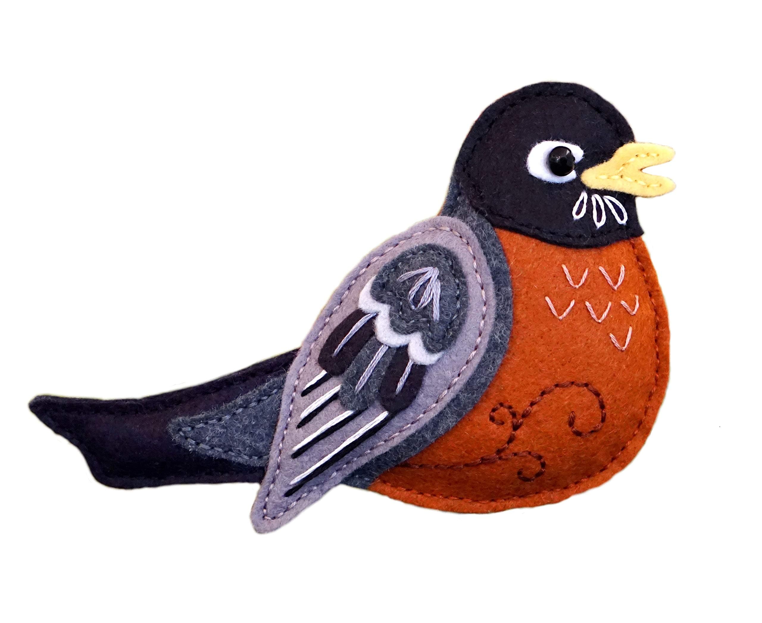Robin Sewing Pattern - Bird Ornament Felt Plushie Pattern & Tutorial