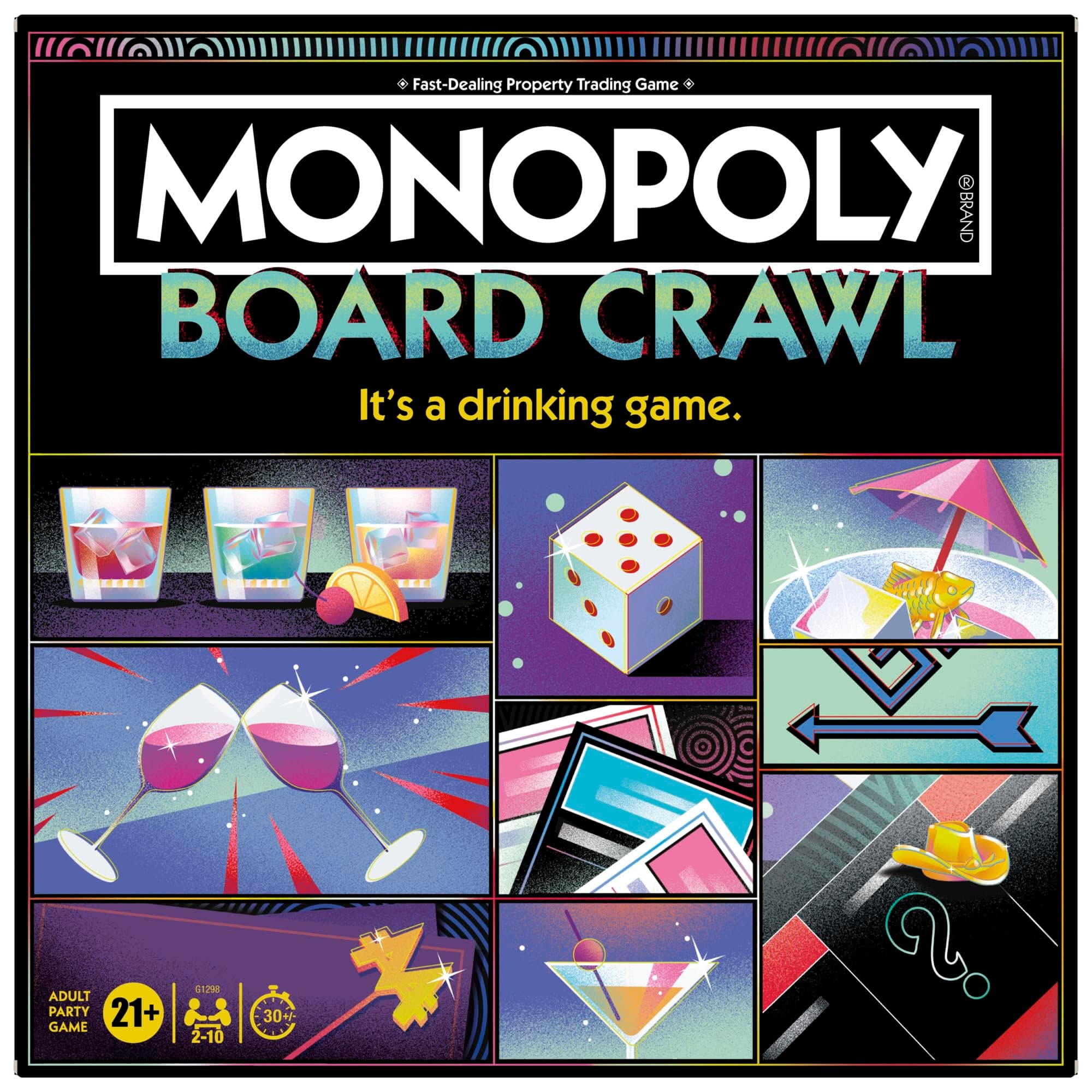 Monopoly Board Crawl Game | Official Monopoly Drinking Game for Adults Only | Ages 21+ | for 2-10 Players | 30 Mins. | Hilarious Adult Party Games | Birthday Gift for Kids