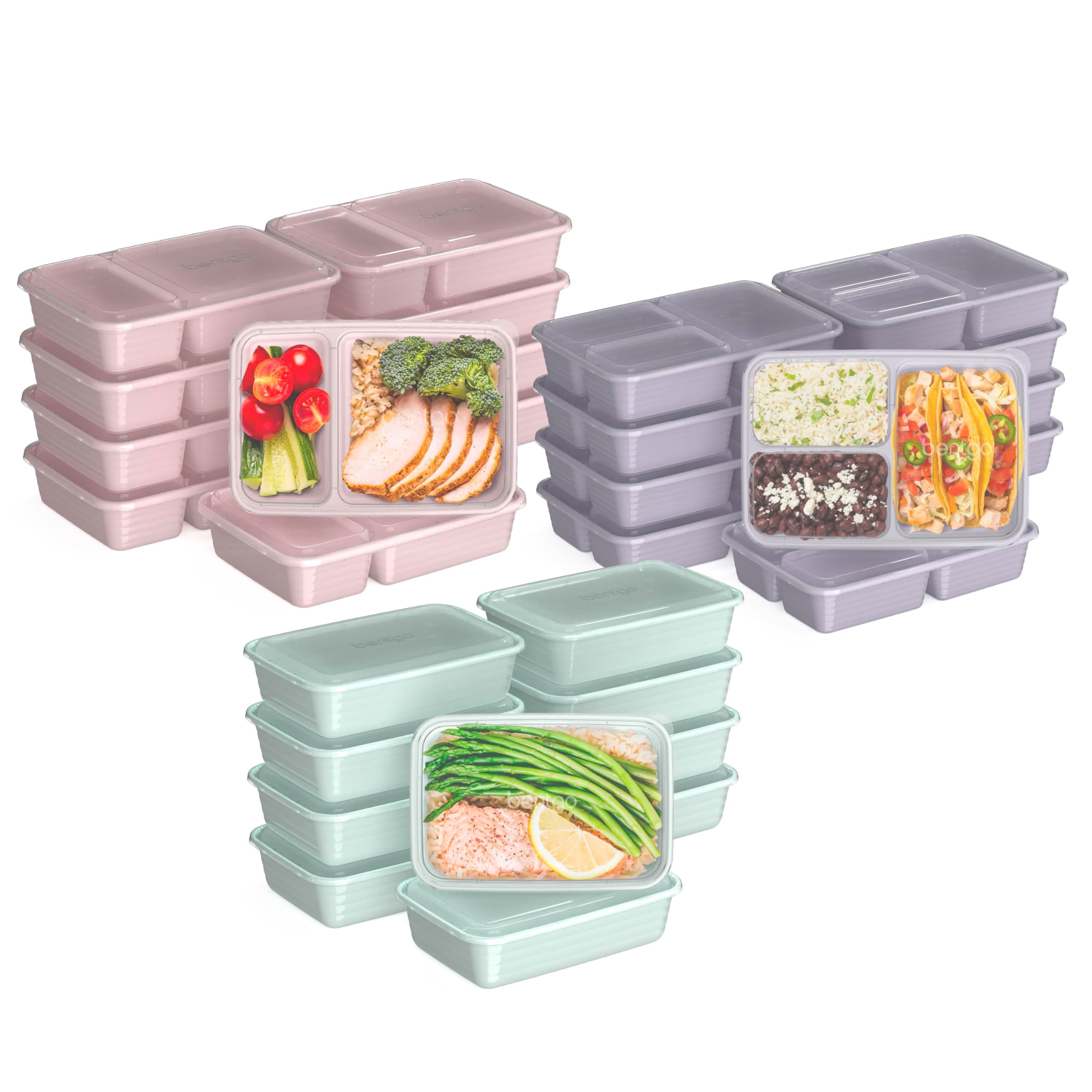 Prep 60-Piece Meal Prep Kit - Reusable PFAS & BPA-Free Food Containers, 1-Compartment, 2-Compartment, & 3-Compartments - Microwave, Freezer, & Dishwasher Safe (Floral Pastels)