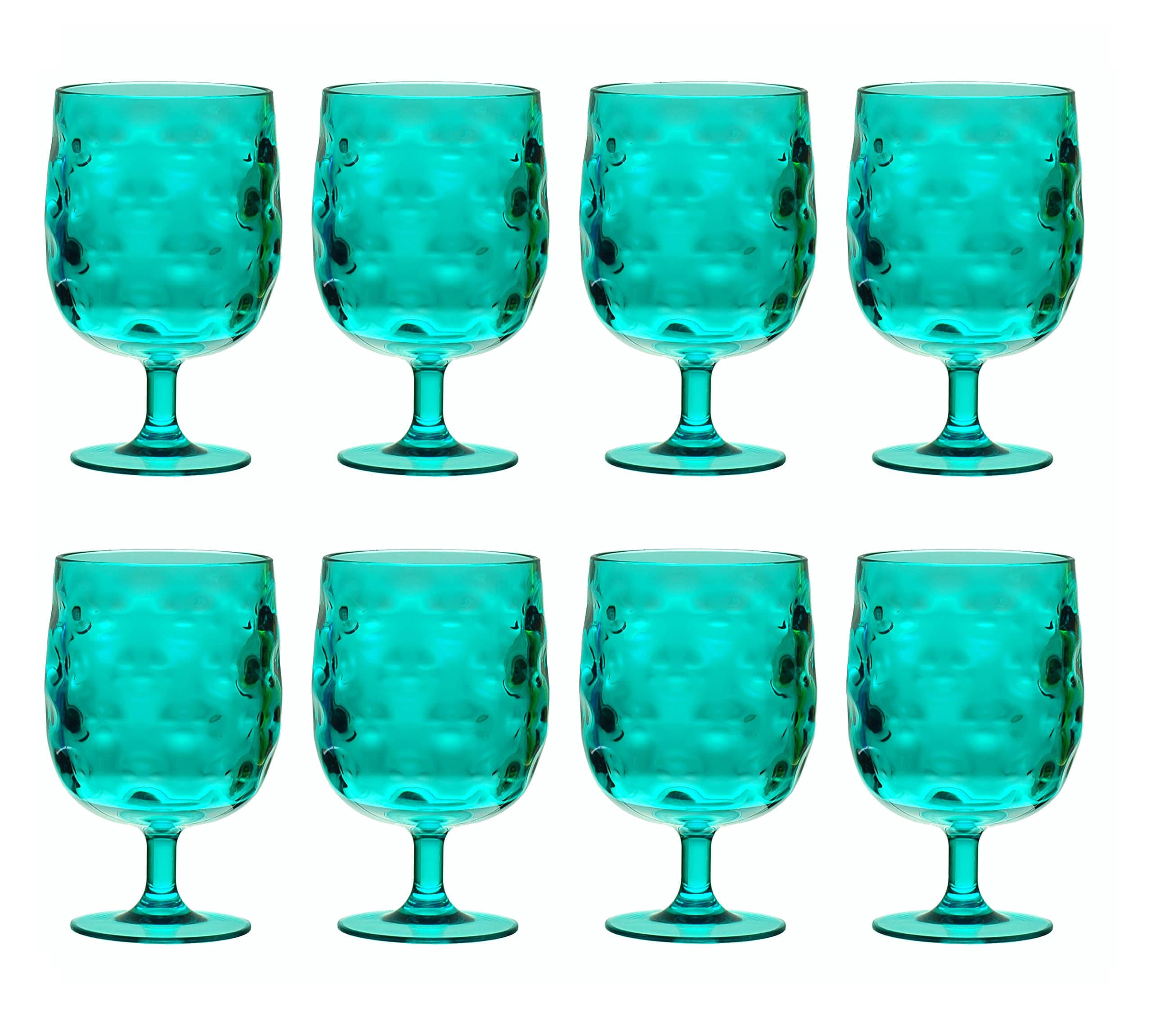 QG Set of 8 Colorful Stackable 12 oz Acrylic Plastic Drinking Glass Tumbler Set Blue