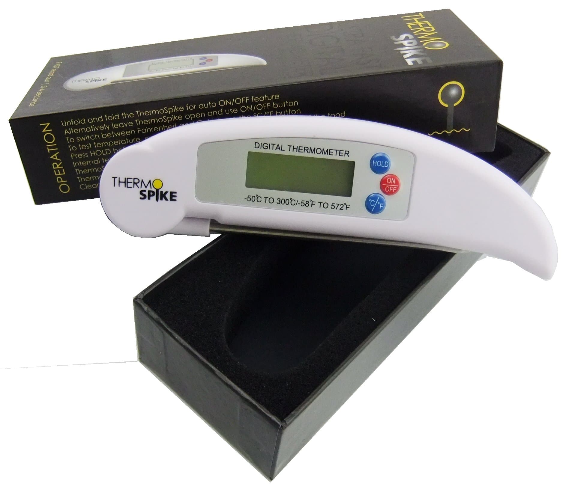 Stainless Steel Folding Probe Digital Kitchen Chef Thermometer with LED Readout