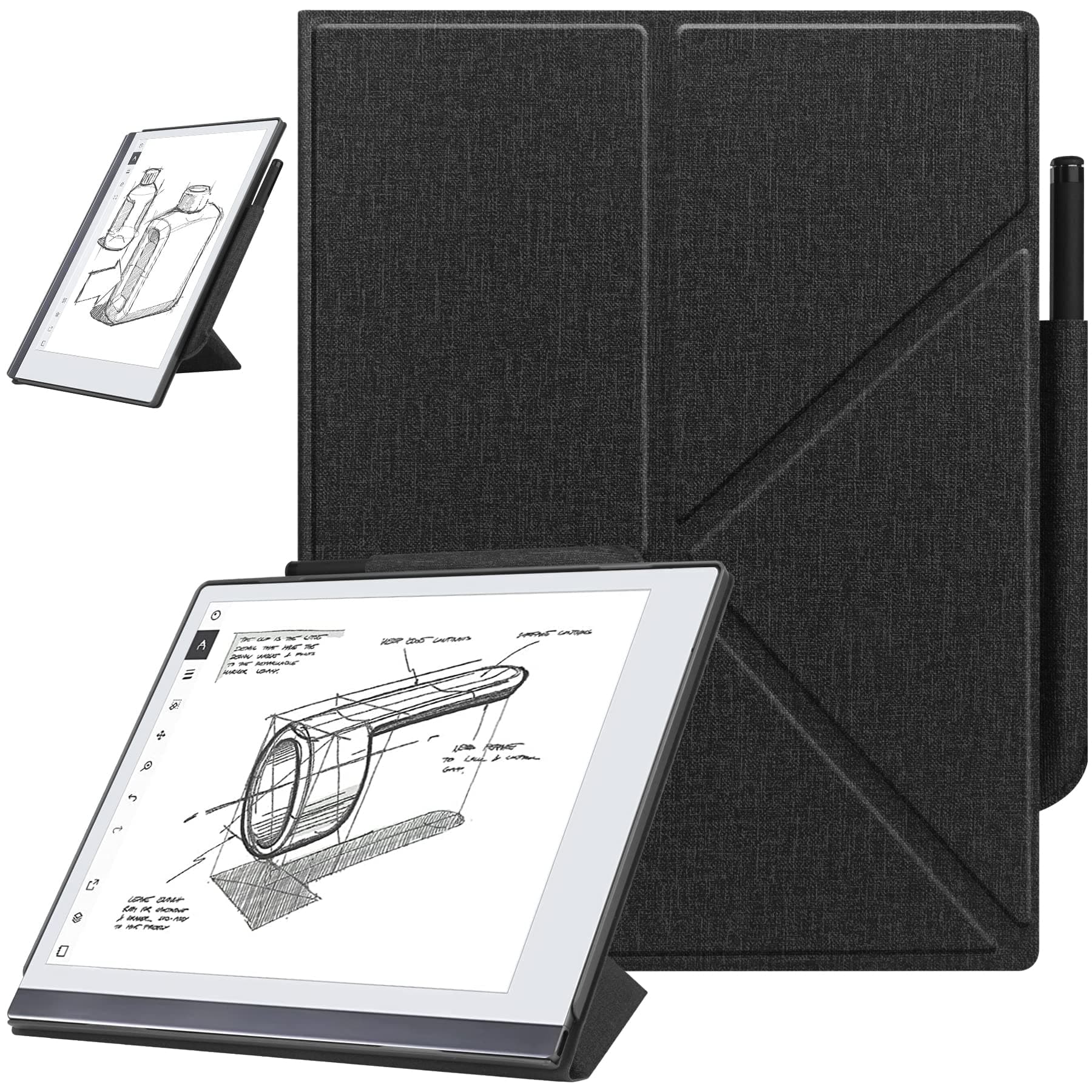 HoYiXi Case for Remarkable 2 Paper Tablet 10.3 Inch (2020 Released) - with Stable Folding Stand Design and Pen Pocket,Remarkable 2 10.3" Digital Paper Tablet Cover,(Not Fit Remarkable 1)- Black