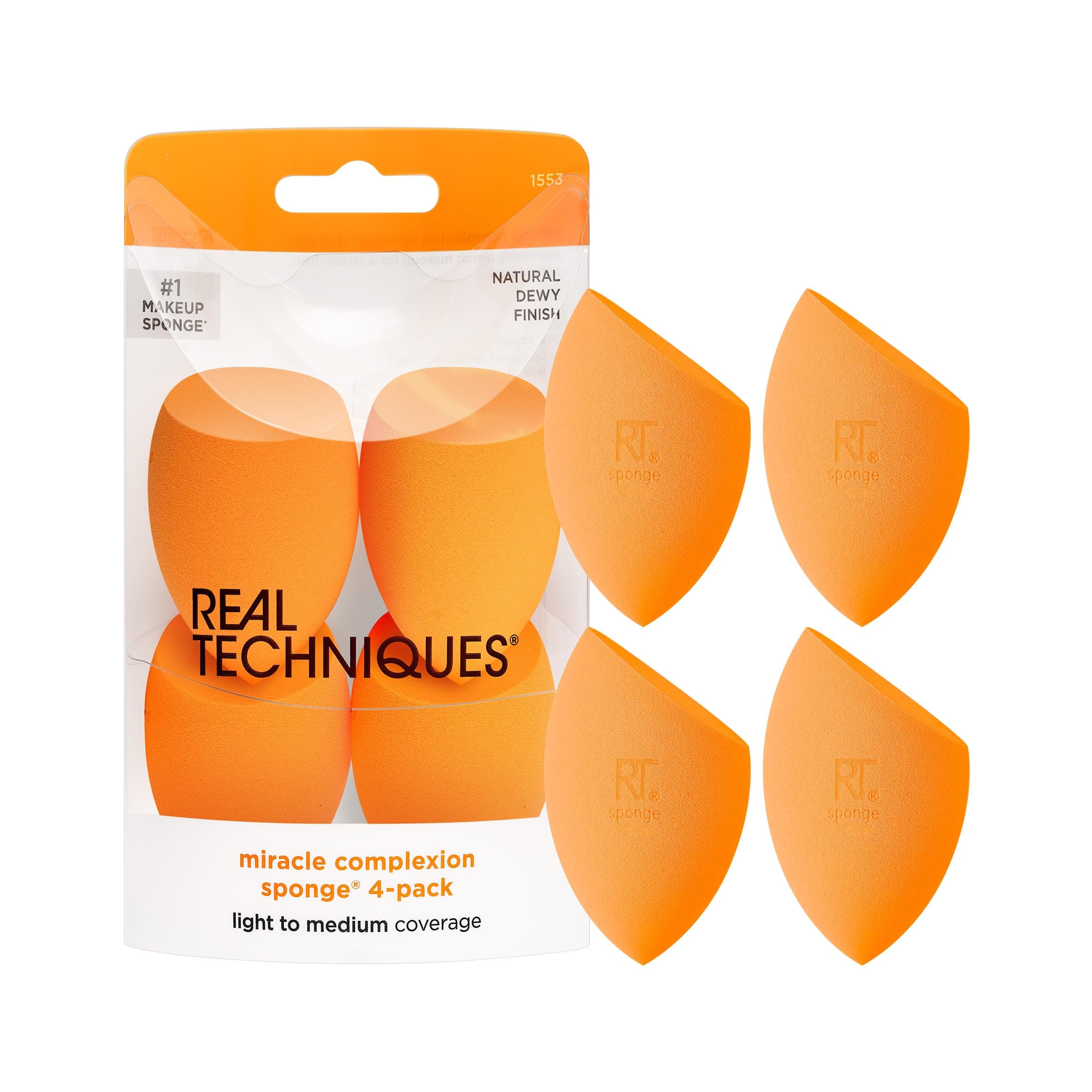Miracle Sponge 1553 Makeup Sponges, Orange, 4 pcs