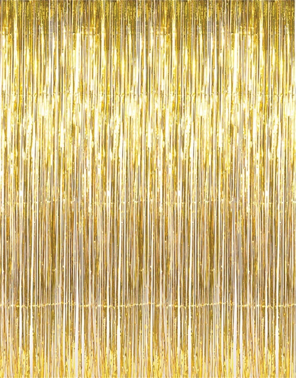 GOER 3.2 ft x 9.8 ft Metallic Tinsel Foil Fringe Curtains for Party Photo Backdrop Wedding Decor (2 Packs, Gold)