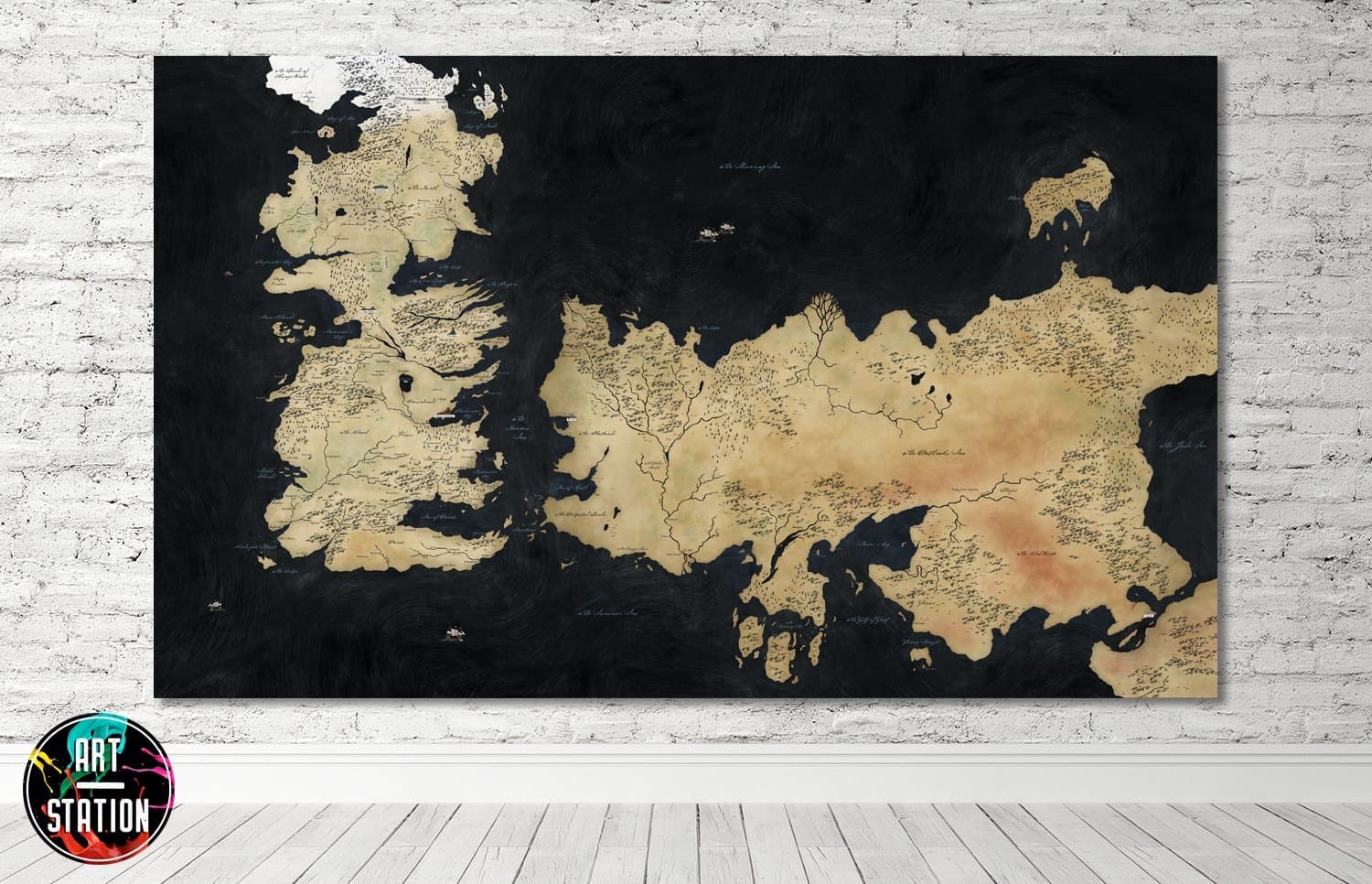 Game Of Thrones Map Westeros Tv Box Framed Canvas Print - Wall Art - Ready To Hang
