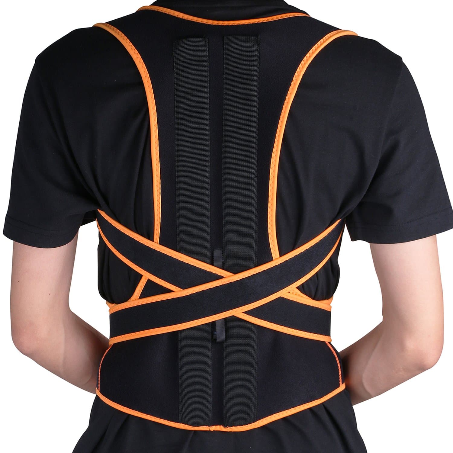 Posture Correcter Back Brace,Adjustable Breathable Comfort Clavicle & Shoulder Back Support Brace for Women and Men,Best Lower Back Support,Black XXL (Yellow)