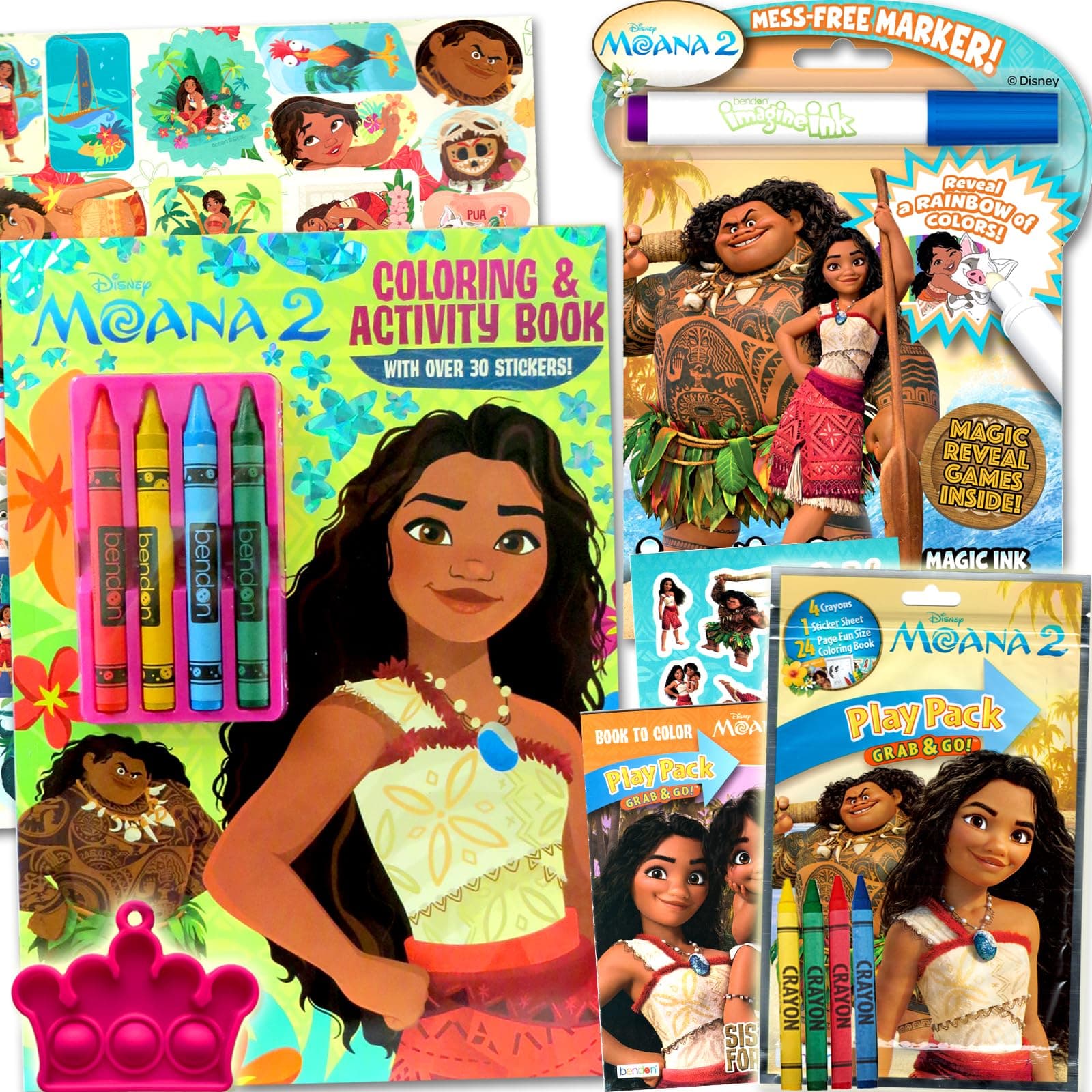 Disney Moana 2 Coloring and Activity Book Set - Bundle with Imagine Ink Coloring Book, Stickers, Play Pack and More