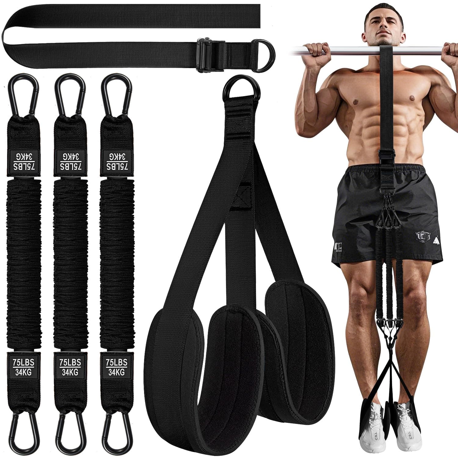 Pull up Assist Bands, Heavy Duty Assist Pull Up Resistance Bands, Adjustable Elastic Bands for Strength Training, Patented Pull Up Strap, Exercise Bands for Chin Up Workouts and Body Stretching
